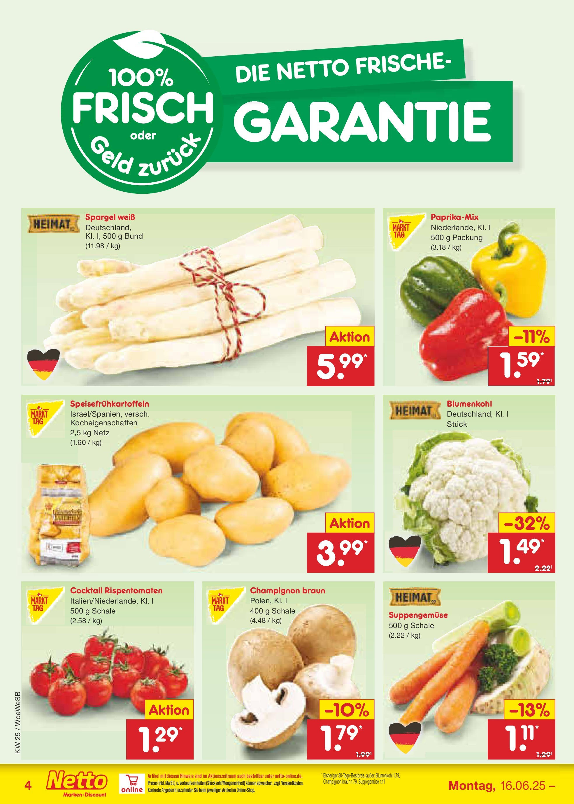 Netto Marken-Discount prospekt Katzweiler (ab 15.06.2025) » Angebote | Seite: 4 | Produkte: Spargel, Paprika, Blumenkohl Netto Marken-Discount prospekt Katzweiler (ab 15.06.2025) » Angebote | Seite: 4 | Produkte: Spargel, Paprika, Blumenkohl