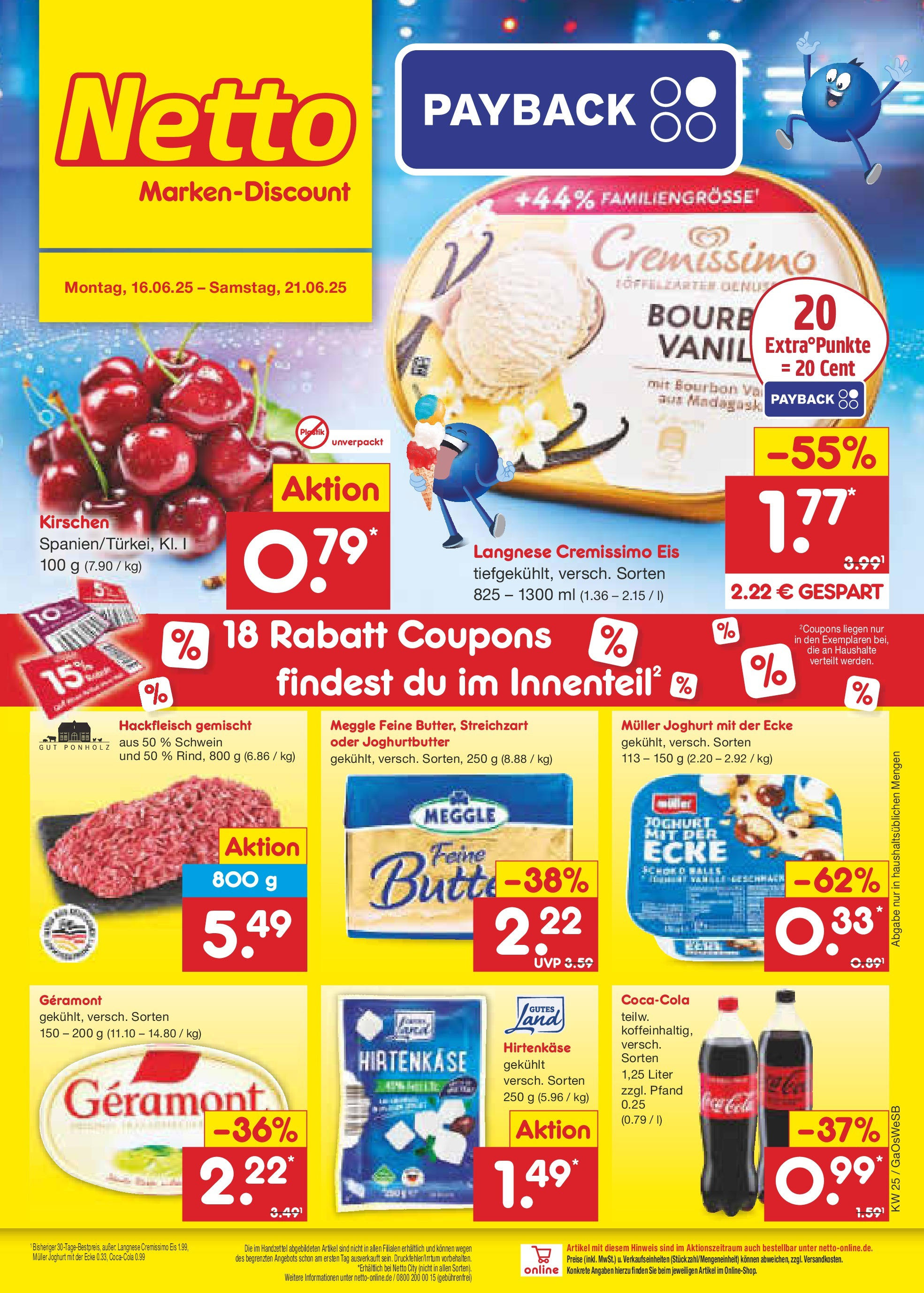 Netto Marken-Discount prospekt Bremen-Lesum (ab 15.06.2025) » Angebote | Seite: 1 | Produkte: Cola, Butter, Joghurt, Hackfleisch Netto Marken-Discount prospekt Bremen-Lesum (ab 15.06.2025) » Angebote | Seite: 1 | Produkte: Cola, Butter, Joghurt, Hackfleisch
