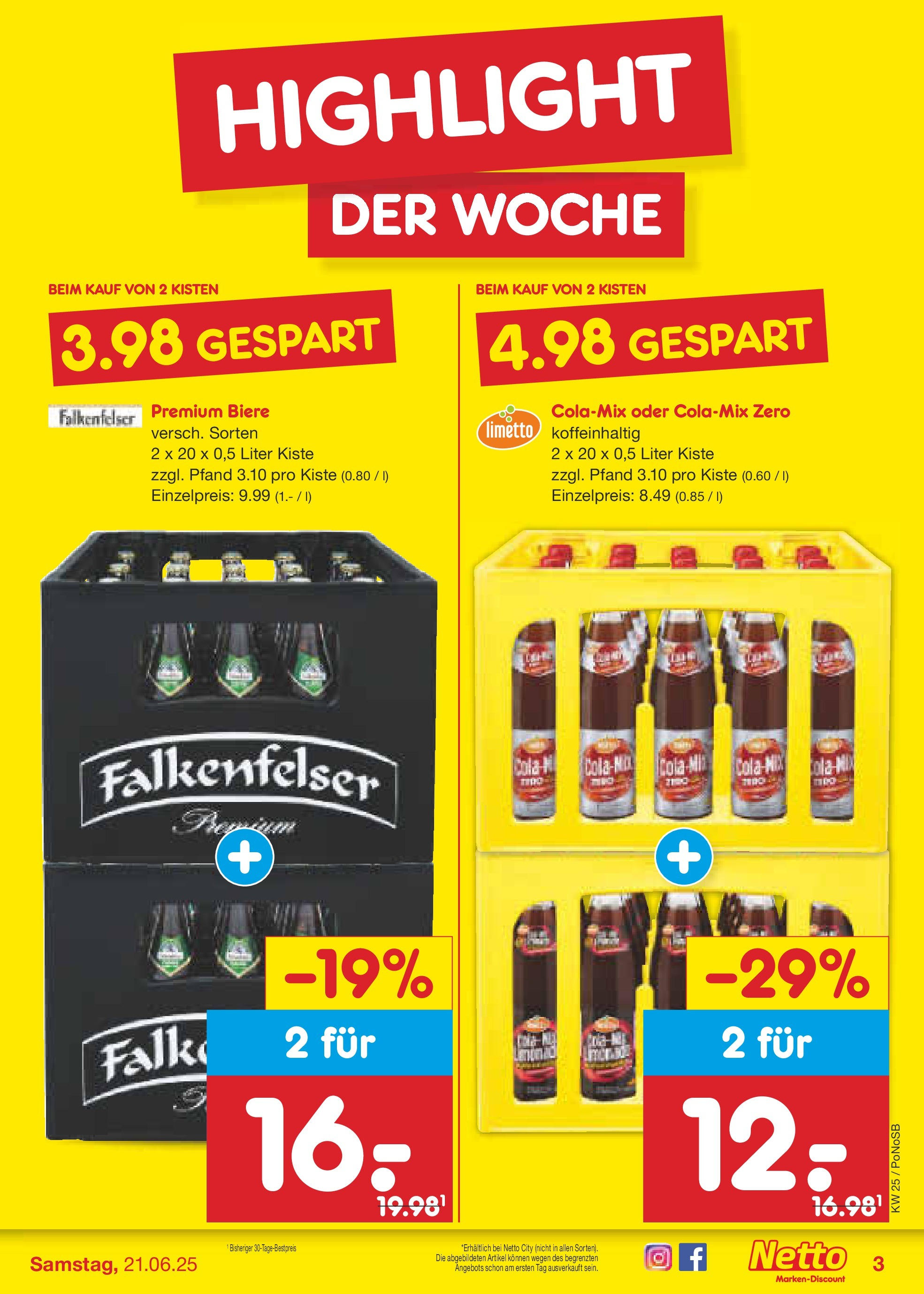 Netto Marken-Discount prospekt Amberg (ab 15.06.2025) » Angebote | Seite: 3 | Produkte: Cola Netto Marken-Discount prospekt Amberg (ab 15.06.2025) » Angebote | Seite: 3 | Produkte: Cola