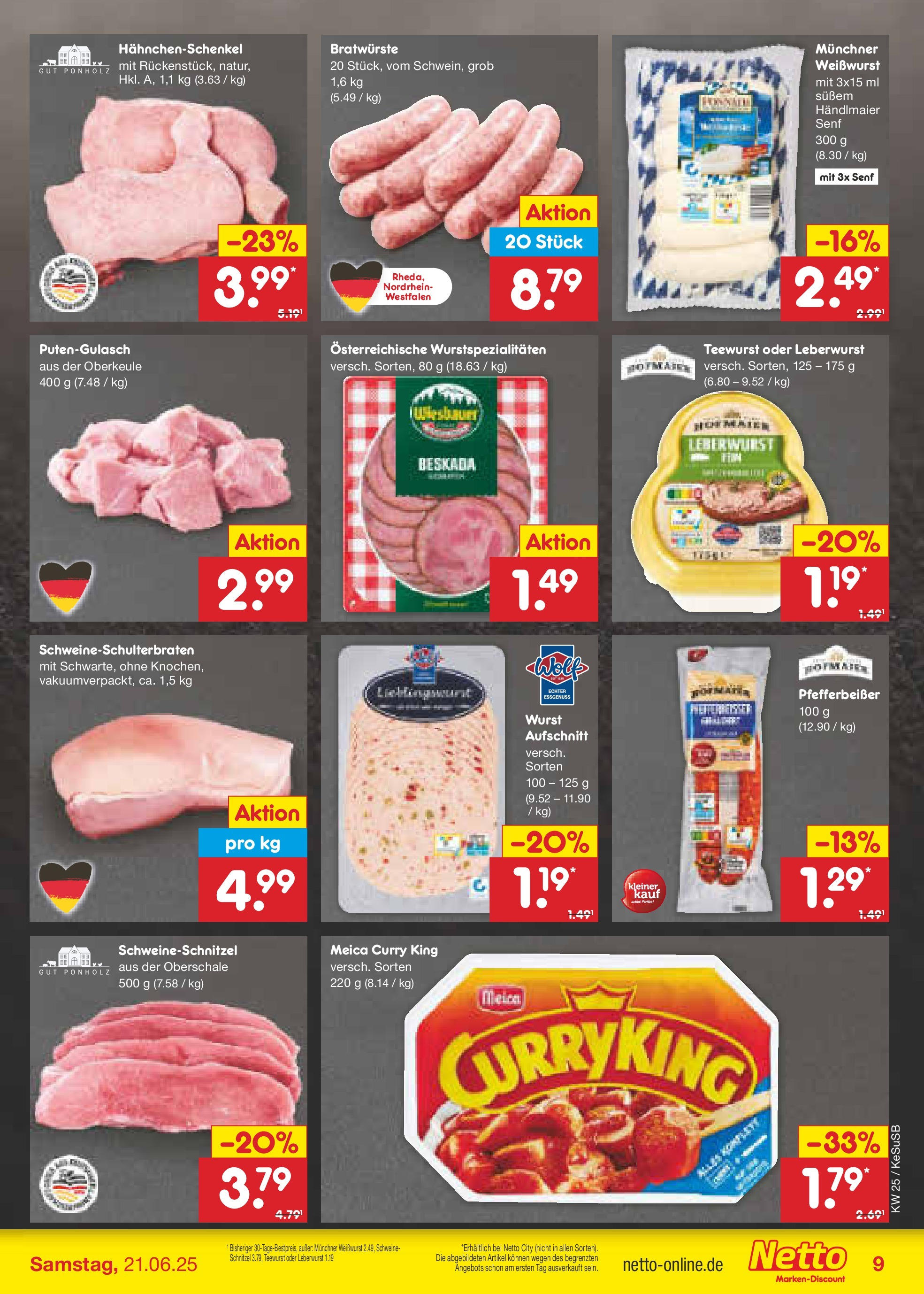 Netto Marken-Discount prospekt Kruft (ab 15.06.2025) » Angebote | Seite: 9 | Produkte: Weißwurst, Schnitzel, Meica, Wurst Netto Marken-Discount prospekt Kruft (ab 15.06.2025) » Angebote | Seite: 9 | Produkte: Weißwurst, Schnitzel, Meica, Wurst