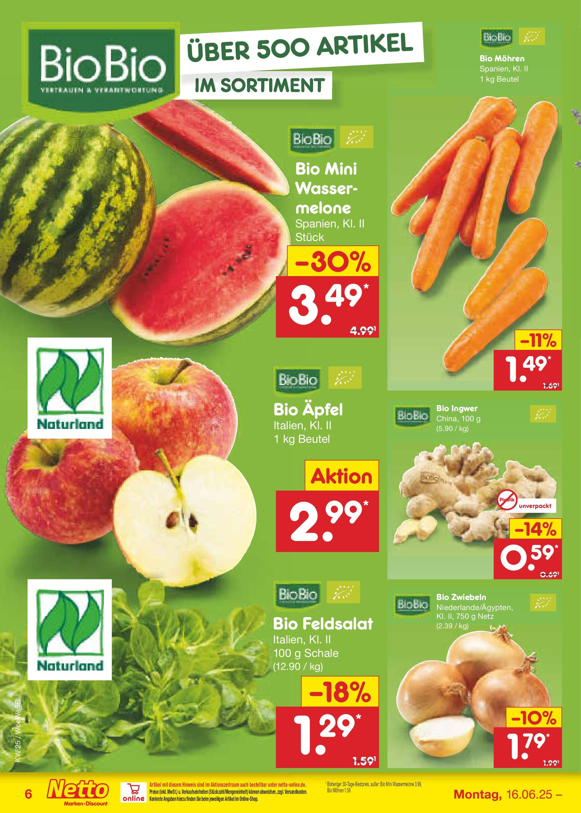 Netto Marken-Discount prospekt Katzweiler (ab 15.06.2025) » Angebote | Seite: 6 | Produkte: Äpfel, Mohren, Zwiebeln, Wassermelone Netto Marken-Discount prospekt Katzweiler (ab 15.06.2025) » Angebote | Seite: 6 | Produkte: Äpfel, Mohren, Zwiebeln, Wassermelone