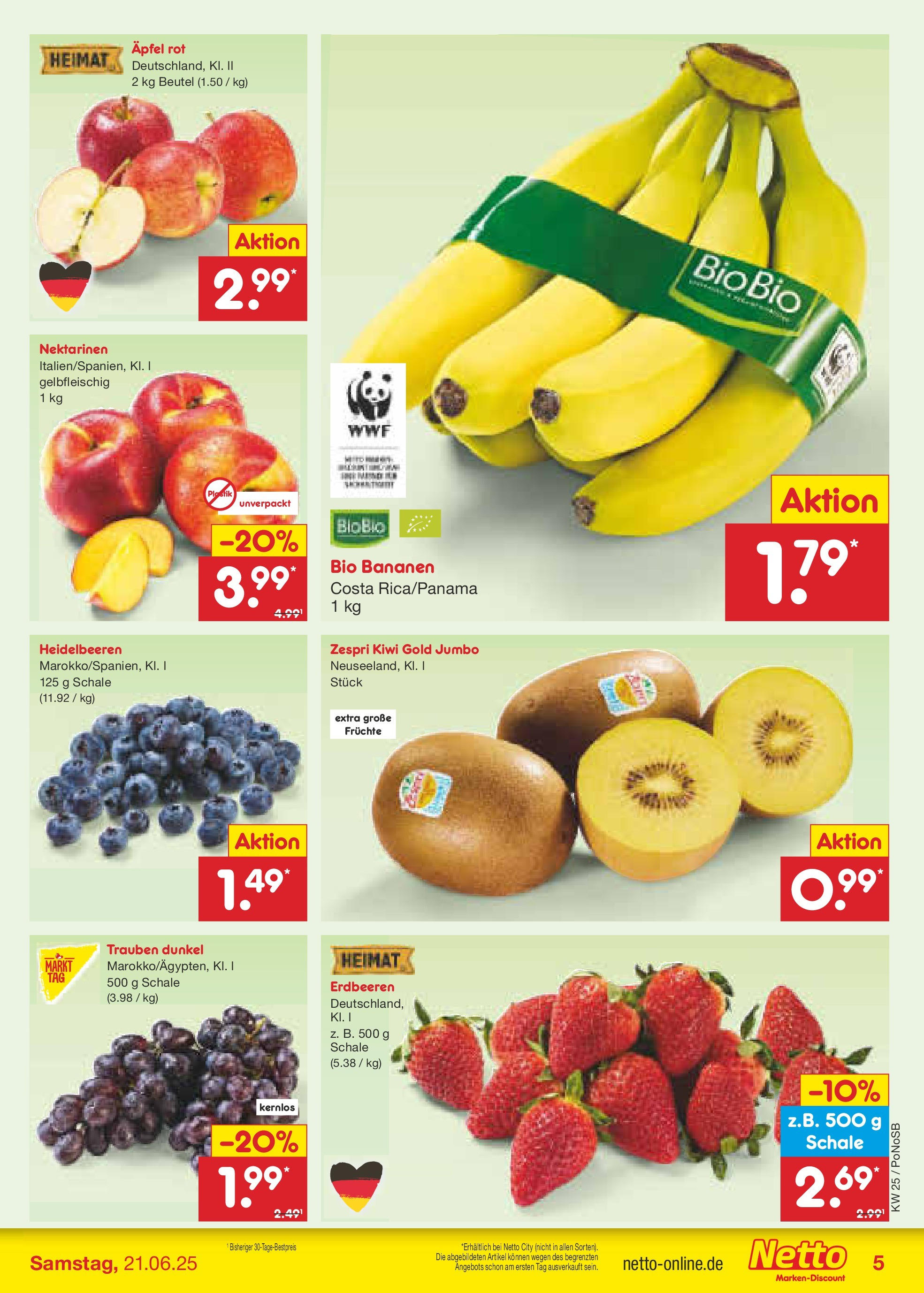 Netto Marken-Discount prospekt Amberg (ab 15.06.2025) » Angebote | Seite: 5 | Produkte: Nektarinen, Trauben, Bananen, Erdbeeren Netto Marken-Discount prospekt Amberg (ab 15.06.2025) » Angebote | Seite: 5 | Produkte: Nektarinen, Trauben, Bananen, Erdbeeren