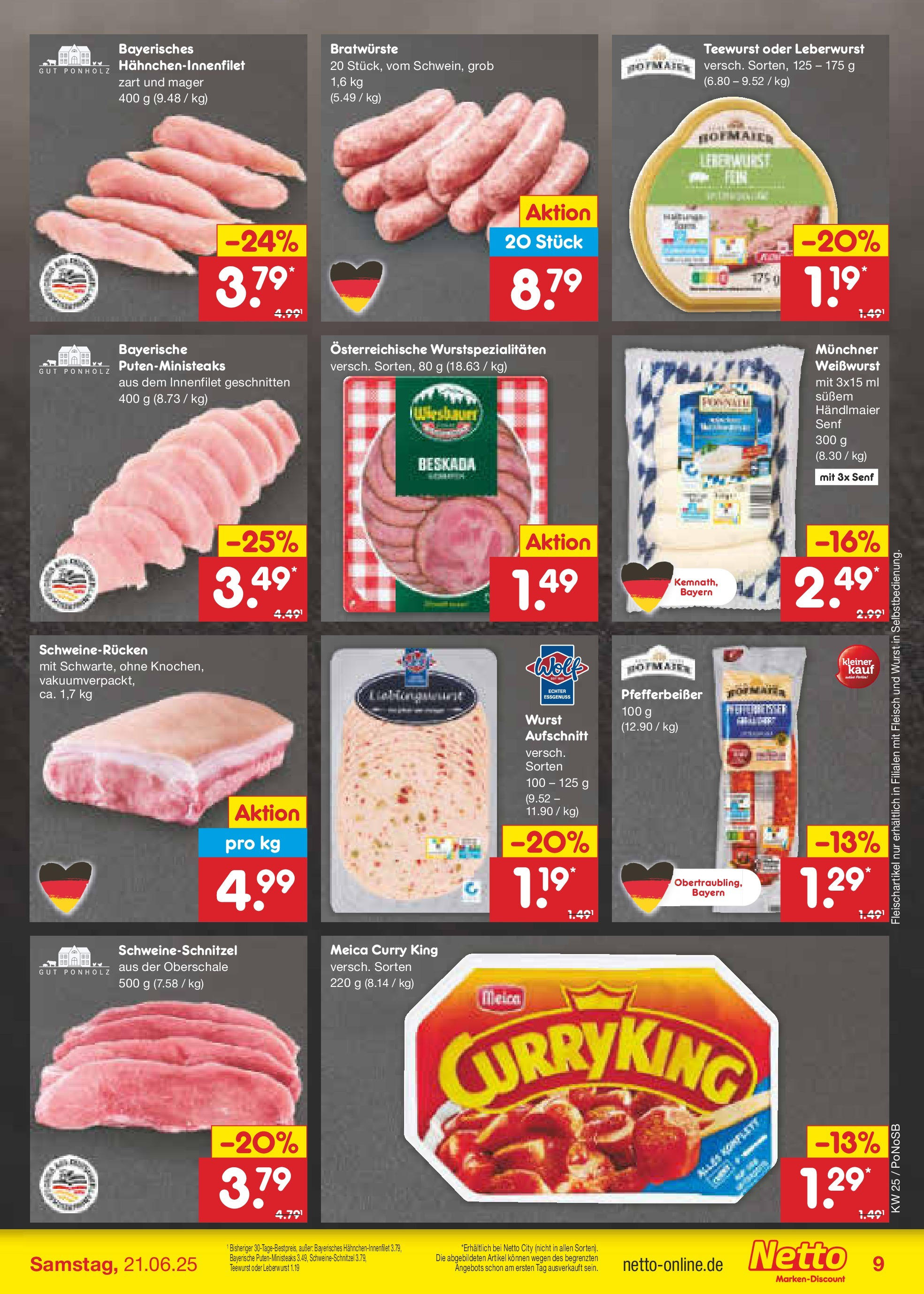 Netto Marken-Discount prospekt Amberg (ab 15.06.2025) » Angebote | Seite: 9 | Produkte: Weißwurst, Wurst, Schweinerucken, Fleisch Netto Marken-Discount prospekt Amberg (ab 15.06.2025) » Angebote | Seite: 9 | Produkte: Weißwurst, Wurst, Schweinerucken, Fleisch