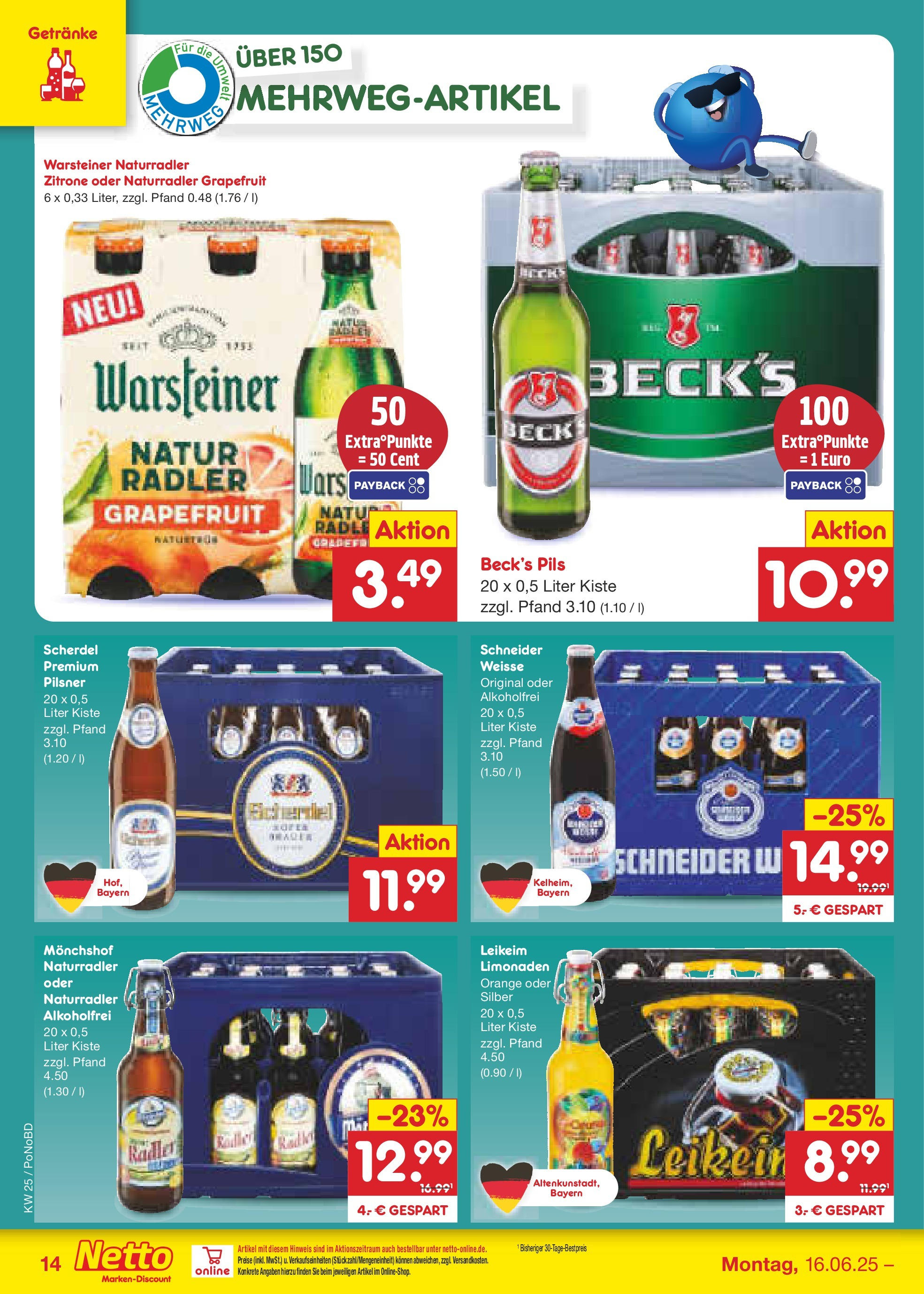 Netto Marken-Discount prospekt Selb (ab 15.06.2025) » Angebote | Seite: 18 | Produkte: Monchshof, Grapefruit, Warsteiner, Zitrone Netto Marken-Discount prospekt Selb (ab 15.06.2025) » Angebote | Seite: 18 | Produkte: Monchshof, Grapefruit, Warsteiner, Zitrone