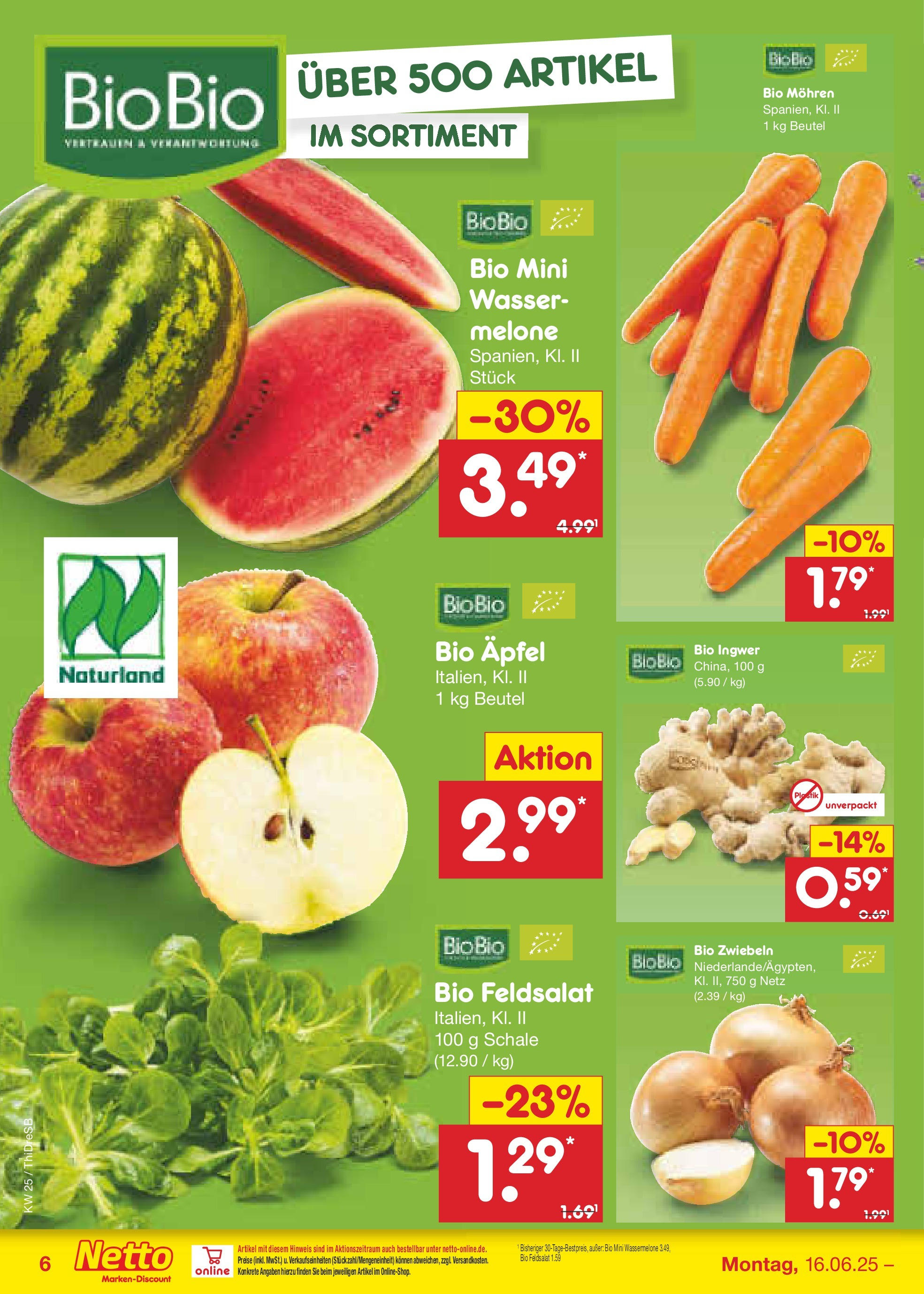Netto Marken-Discount prospekt Dresden (ab 15.06.2025) » Angebote | Seite: 6 | Produkte: Äpfel, Wasser, Wassermelone, Melone Netto Marken-Discount prospekt Dresden (ab 15.06.2025) » Angebote | Seite: 6 | Produkte: Äpfel, Wasser, Wassermelone, Melone