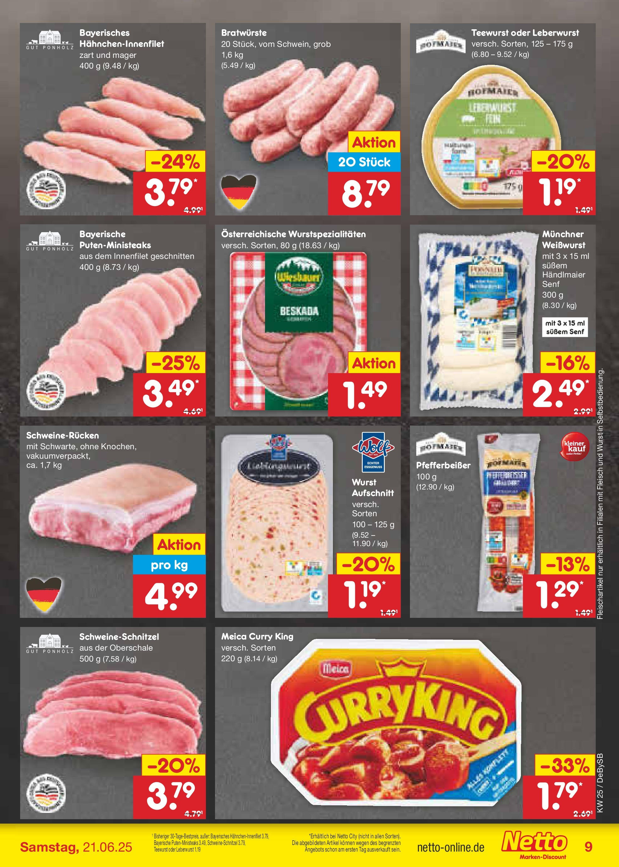 Netto Marken-Discount prospekt Thierhaupten (ab 15.06.2025) » Angebote | Seite: 9 | Produkte: Weißwurst, Wurst, Schweinerucken, Steak Netto Marken-Discount prospekt Thierhaupten (ab 15.06.2025) » Angebote | Seite: 9 | Produkte: Weißwurst, Wurst, Schweinerucken, Steak