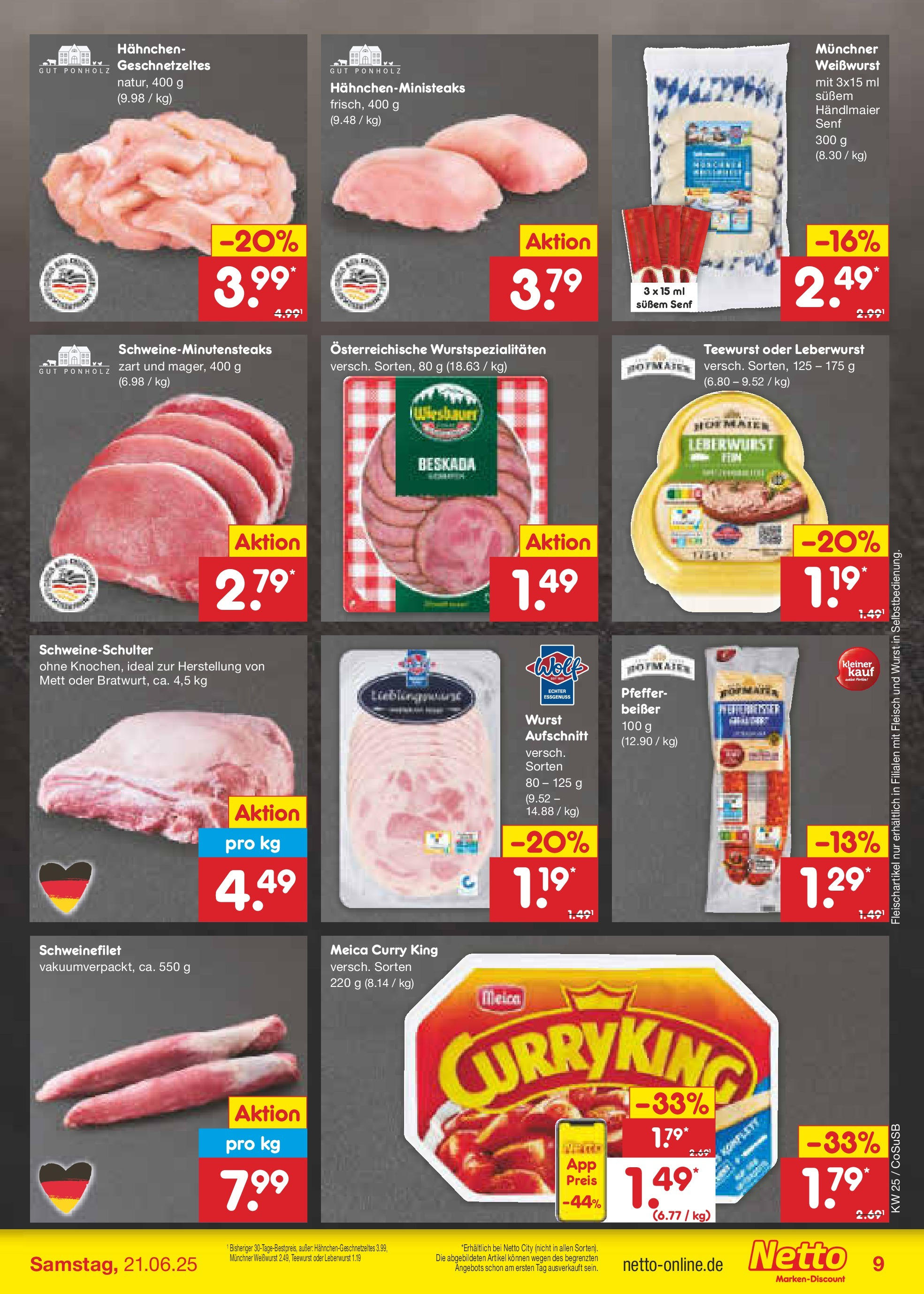 Netto Marken-Discount prospekt Bitterfeld-Wolfen (ab 15.06.2025) » Angebote | Seite: 9 | Produkte: Weißwurst, Pfeffer, Wurst, Fleisch Netto Marken-Discount prospekt Bitterfeld-Wolfen (ab 15.06.2025) » Angebote | Seite: 9 | Produkte: Weißwurst, Pfeffer, Wurst, Fleisch