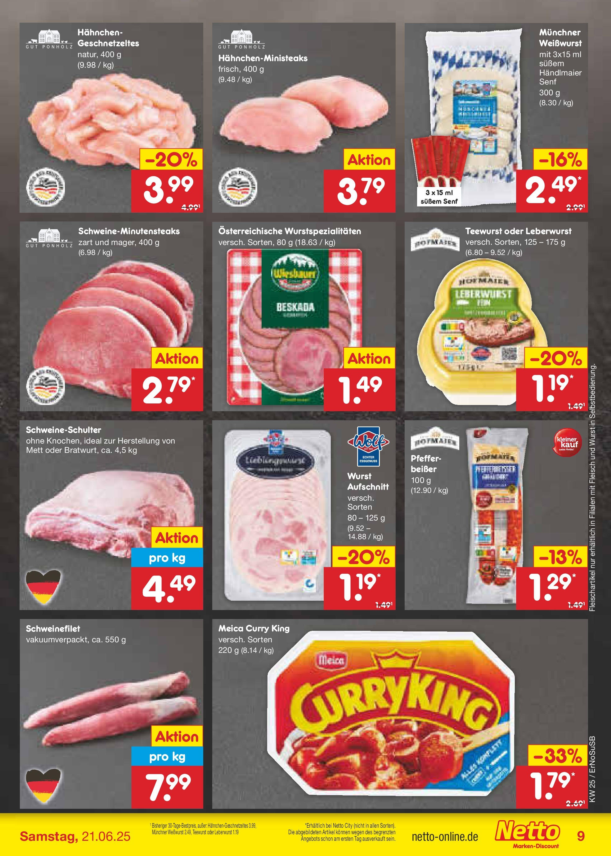 Netto Marken-Discount prospekt Elxleben (ab 15.06.2025) » Angebote | Seite: 9 | Produkte: Hahnchen, Schweinefilet, Pfeffer, Wurst Netto Marken-Discount prospekt Elxleben (ab 15.06.2025) » Angebote | Seite: 9 | Produkte: Hahnchen, Schweinefilet, Pfeffer, Wurst