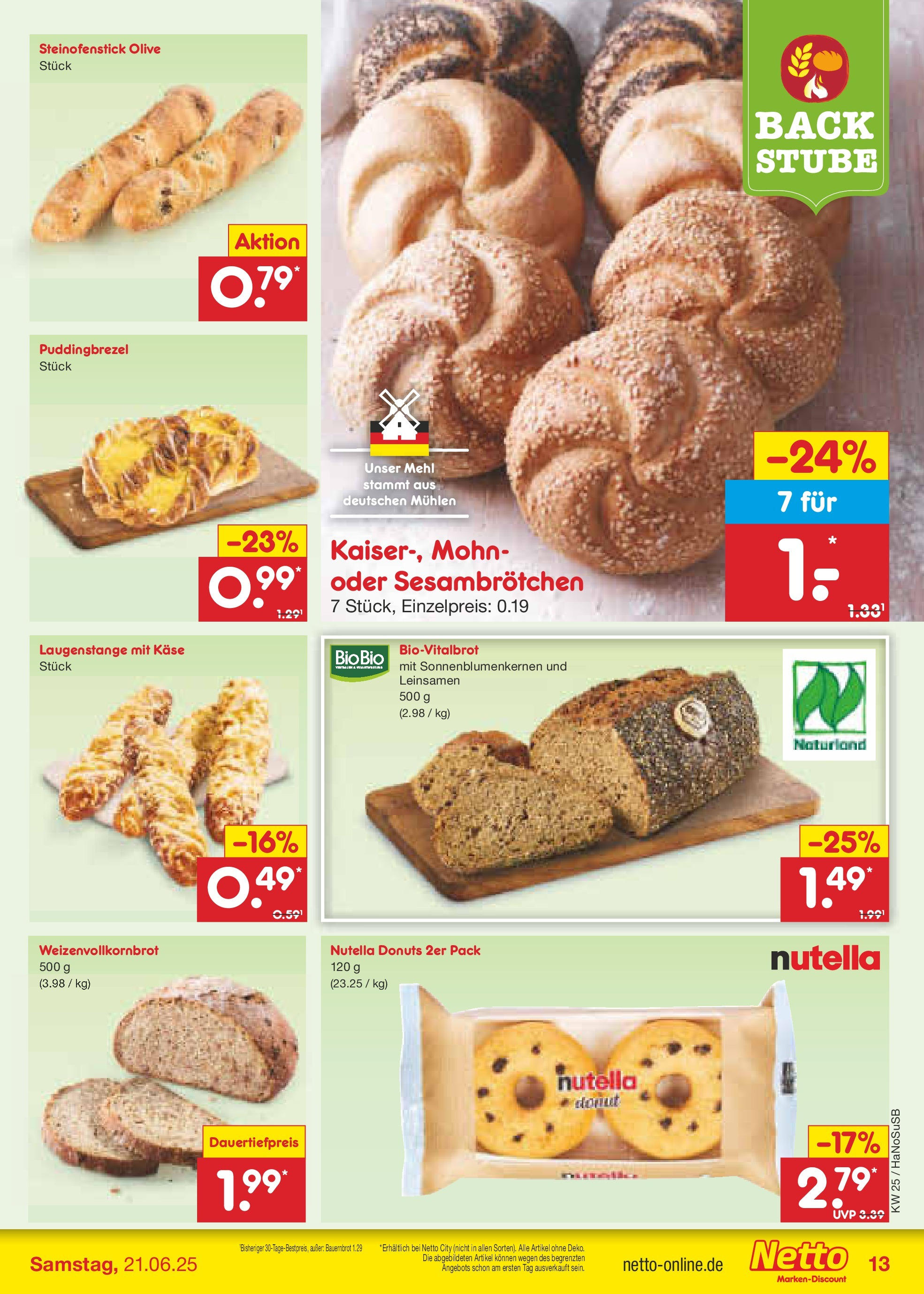 Netto Marken-Discount prospekt Schwerte-Geisecke (ab 15.06.2025) » Angebote | Seite: 15 | Produkte: Mehl, Käse, Nutella, Donuts Netto Marken-Discount prospekt Schwerte-Geisecke (ab 15.06.2025) » Angebote | Seite: 15 | Produkte: Mehl, Käse, Nutella, Donuts