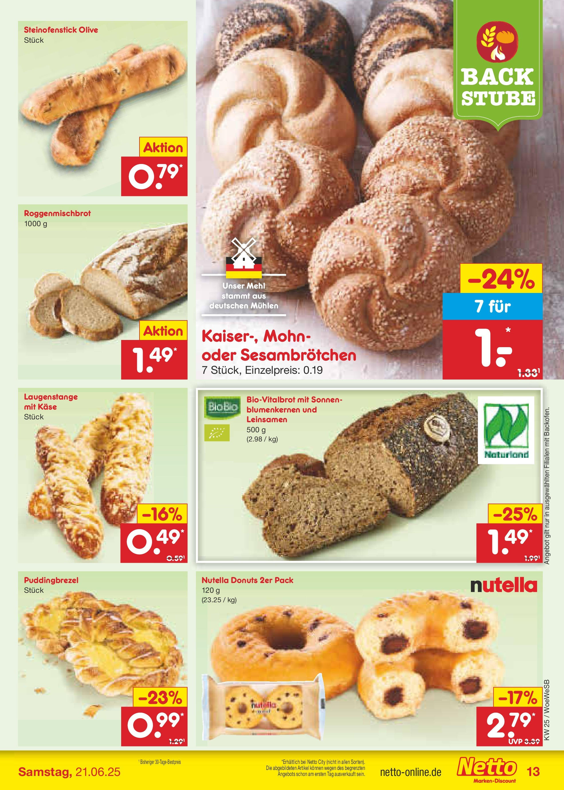 Netto Marken-Discount prospekt Katzweiler (ab 15.06.2025) » Angebote | Seite: 15 | Produkte: Mehl, Käse, Nutella, Donuts Netto Marken-Discount prospekt Katzweiler (ab 15.06.2025) » Angebote | Seite: 15 | Produkte: Mehl, Käse, Nutella, Donuts
