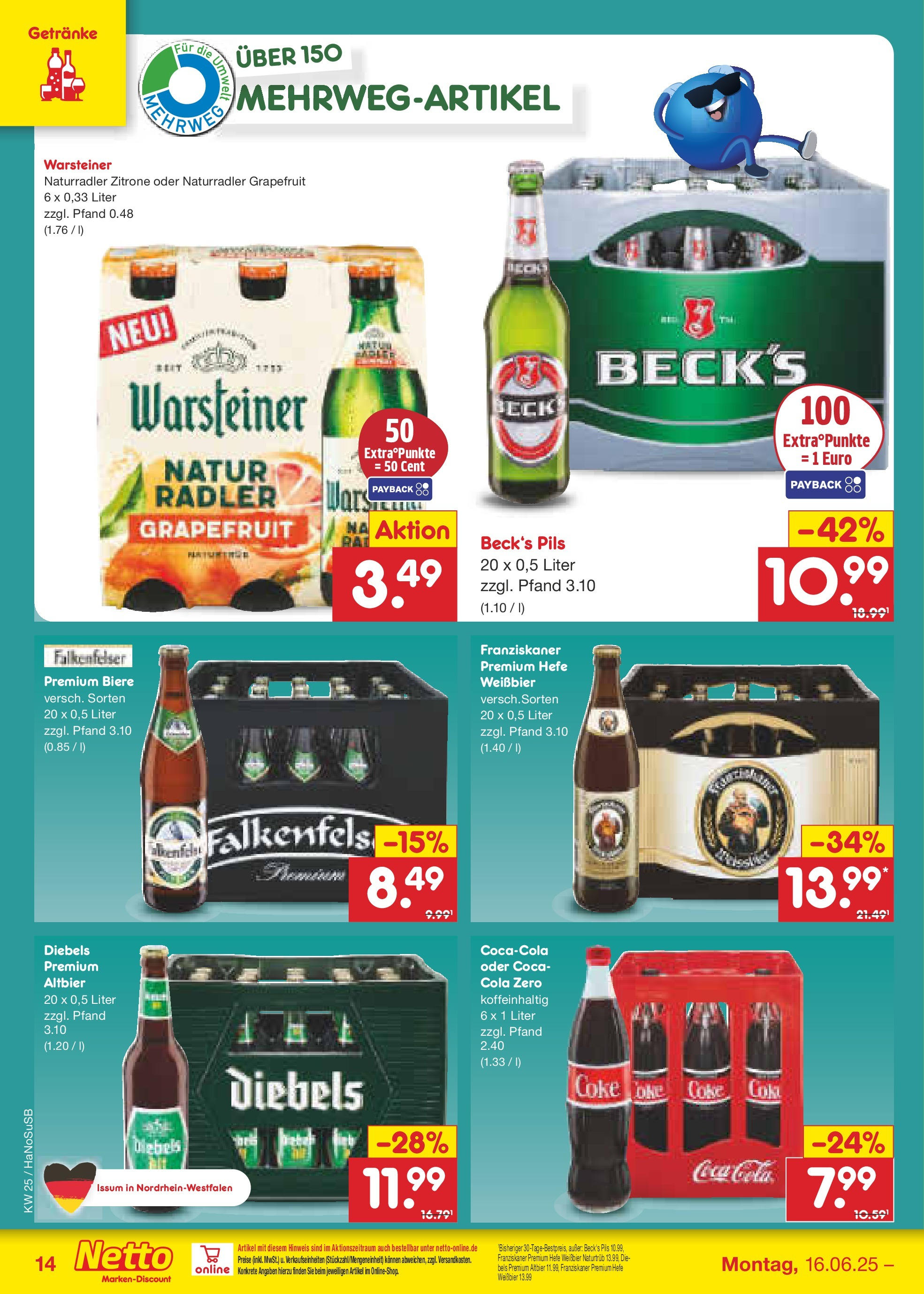 Netto Marken-Discount prospekt Schwerte-Geisecke (ab 15.06.2025) » Angebote | Seite: 18 | Produkte: Cola, Grapefruit, Radler, Diebels Netto Marken-Discount prospekt Schwerte-Geisecke (ab 15.06.2025) » Angebote | Seite: 18 | Produkte: Cola, Grapefruit, Radler, Diebels