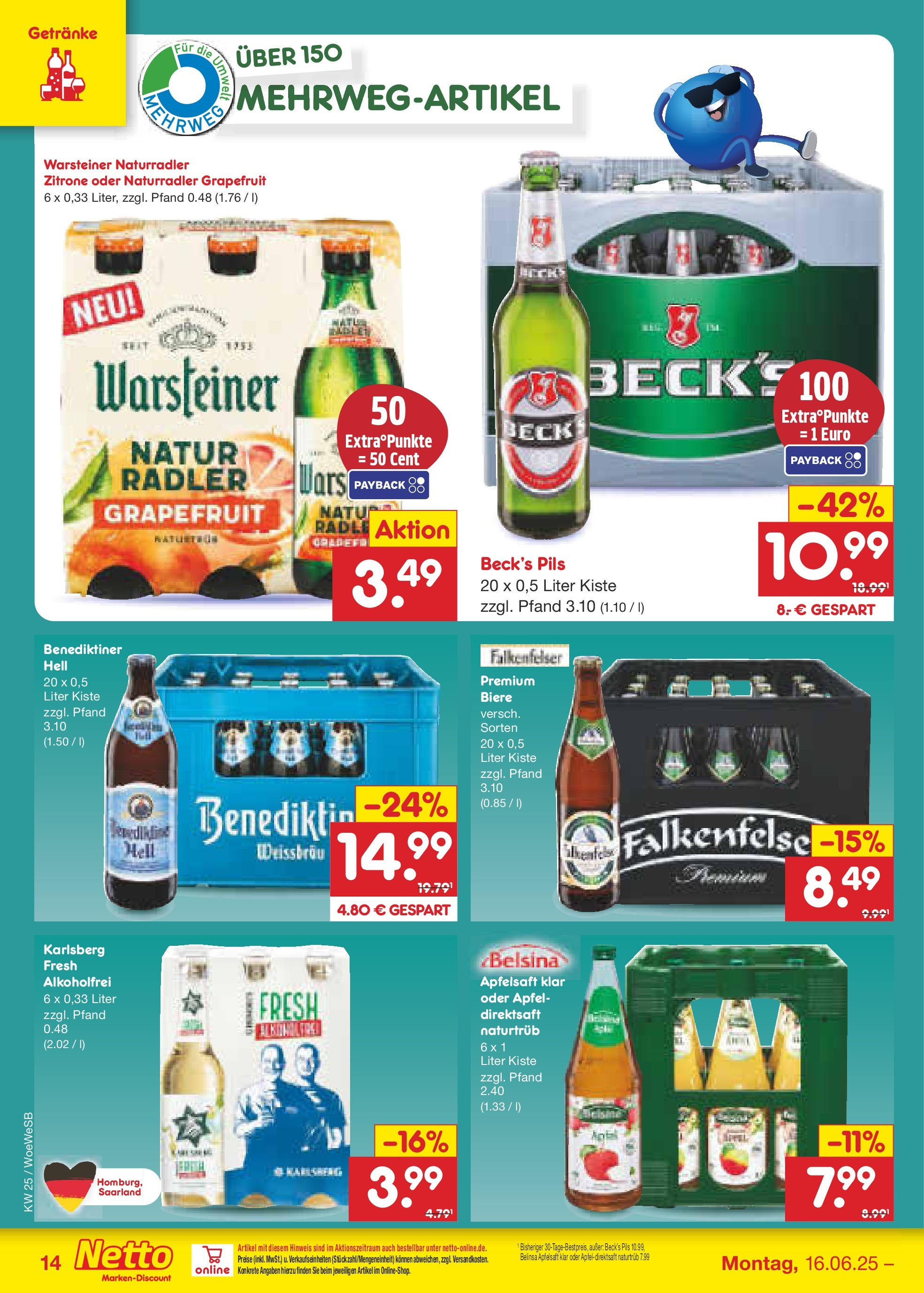 Netto Marken-Discount prospekt Katzweiler (ab 15.06.2025) » Angebote | Seite: 18 | Produkte: Benediktiner hell, Grapefruit, Warsteiner, Zitrone Netto Marken-Discount prospekt Katzweiler (ab 15.06.2025) » Angebote | Seite: 18 | Produkte: Benediktiner hell, Grapefruit, Warsteiner, Zitrone