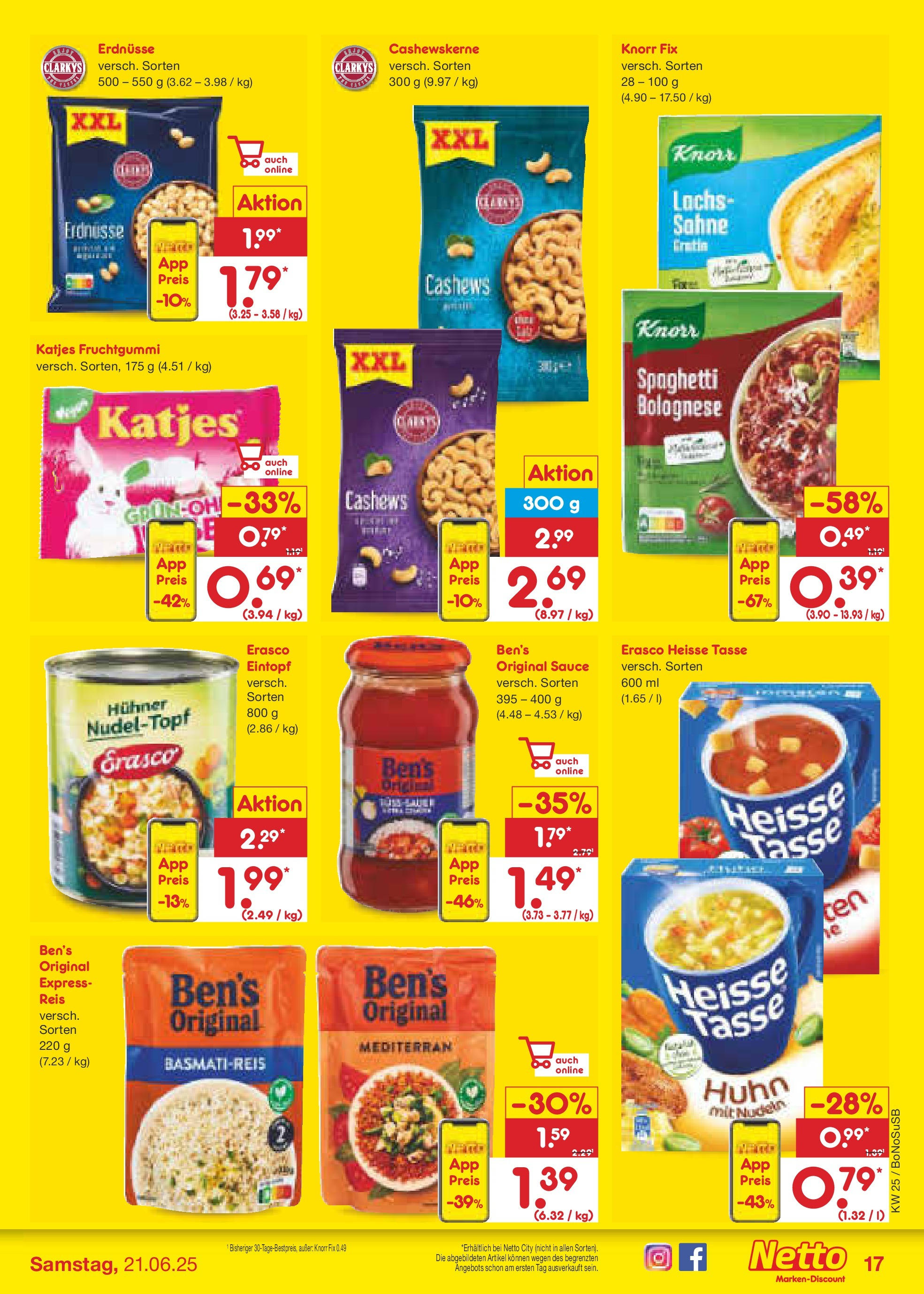 Netto Marken-Discount prospekt Herne	 (ab 15.06.2025) » Angebote | Seite: 23 | Produkte: Basmatireis, Katjes, Knorr, Lachs