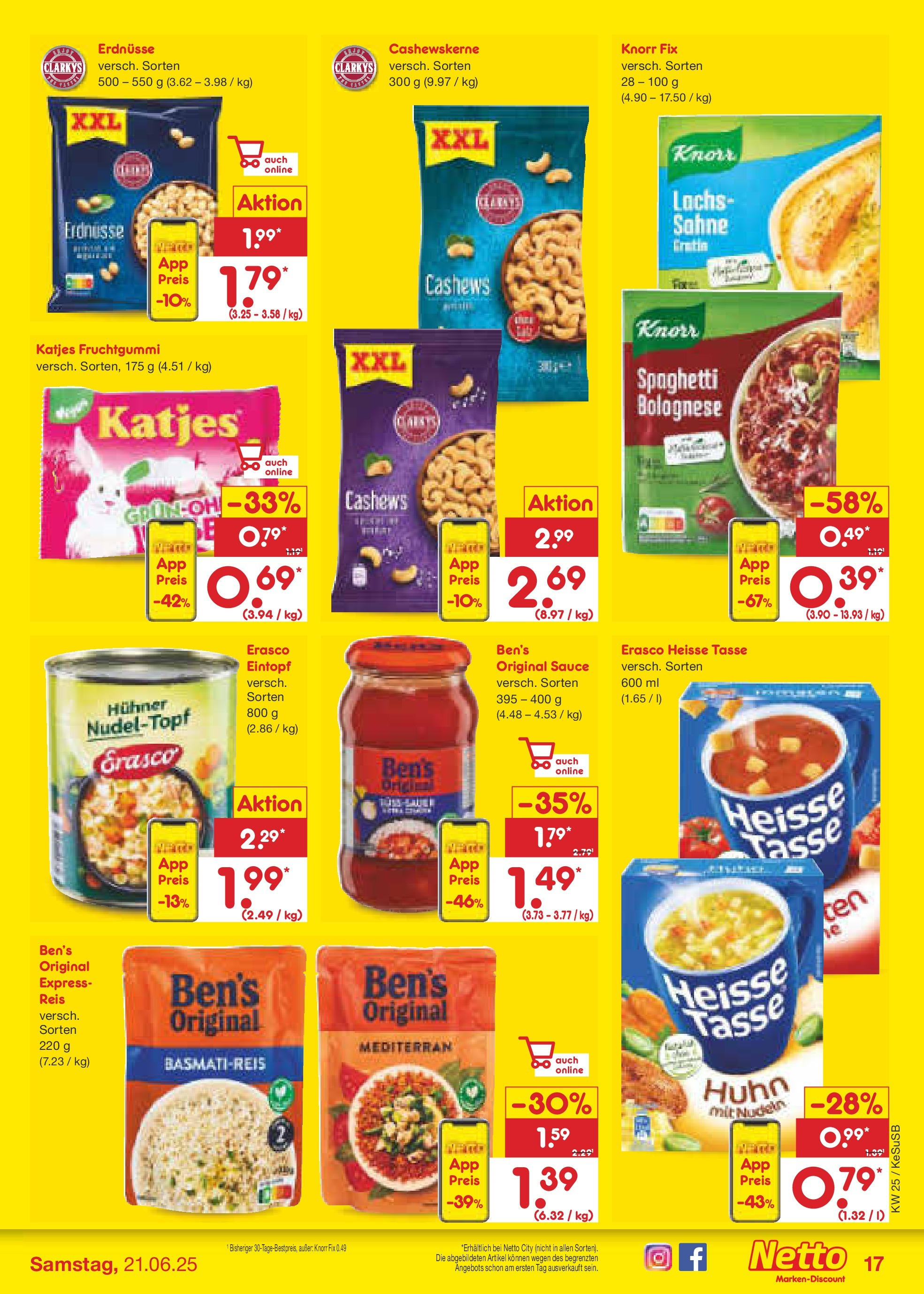 Netto Marken-Discount prospekt Kruft (ab 15.06.2025) » Angebote | Seite: 23 | Produkte: Knorr fix, Basmatireis, Katjes, Reis Netto Marken-Discount prospekt Kruft (ab 15.06.2025) » Angebote | Seite: 23 | Produkte: Knorr fix, Basmatireis, Katjes, Reis