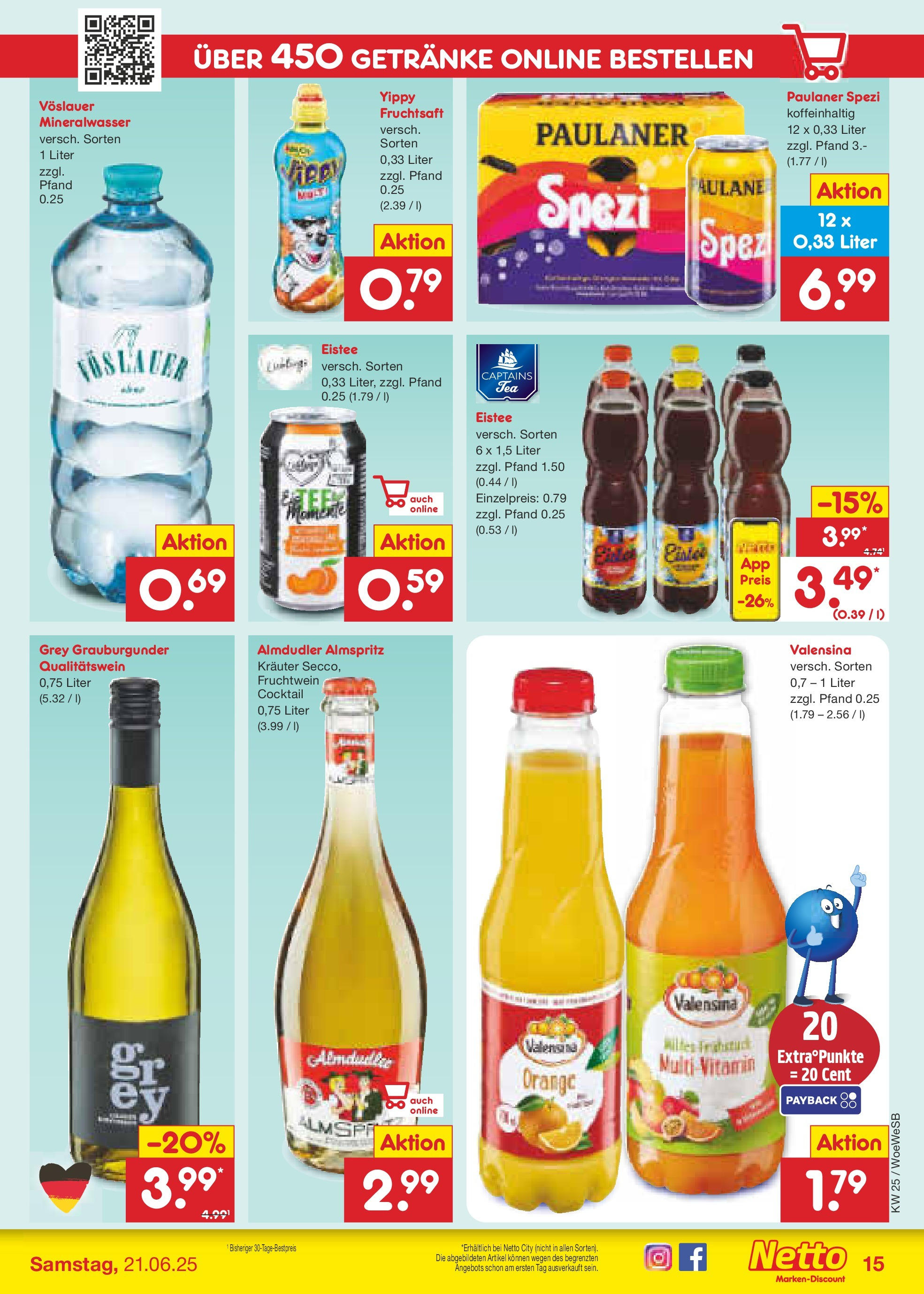 Netto Marken-Discount prospekt Katzweiler (ab 15.06.2025) » Angebote | Seite: 19 | Produkte: Paulaner spezi, Mineralwasser, Valensina, Fruchtsaft Netto Marken-Discount prospekt Katzweiler (ab 15.06.2025) » Angebote | Seite: 19 | Produkte: Paulaner spezi, Mineralwasser, Valensina, Fruchtsaft