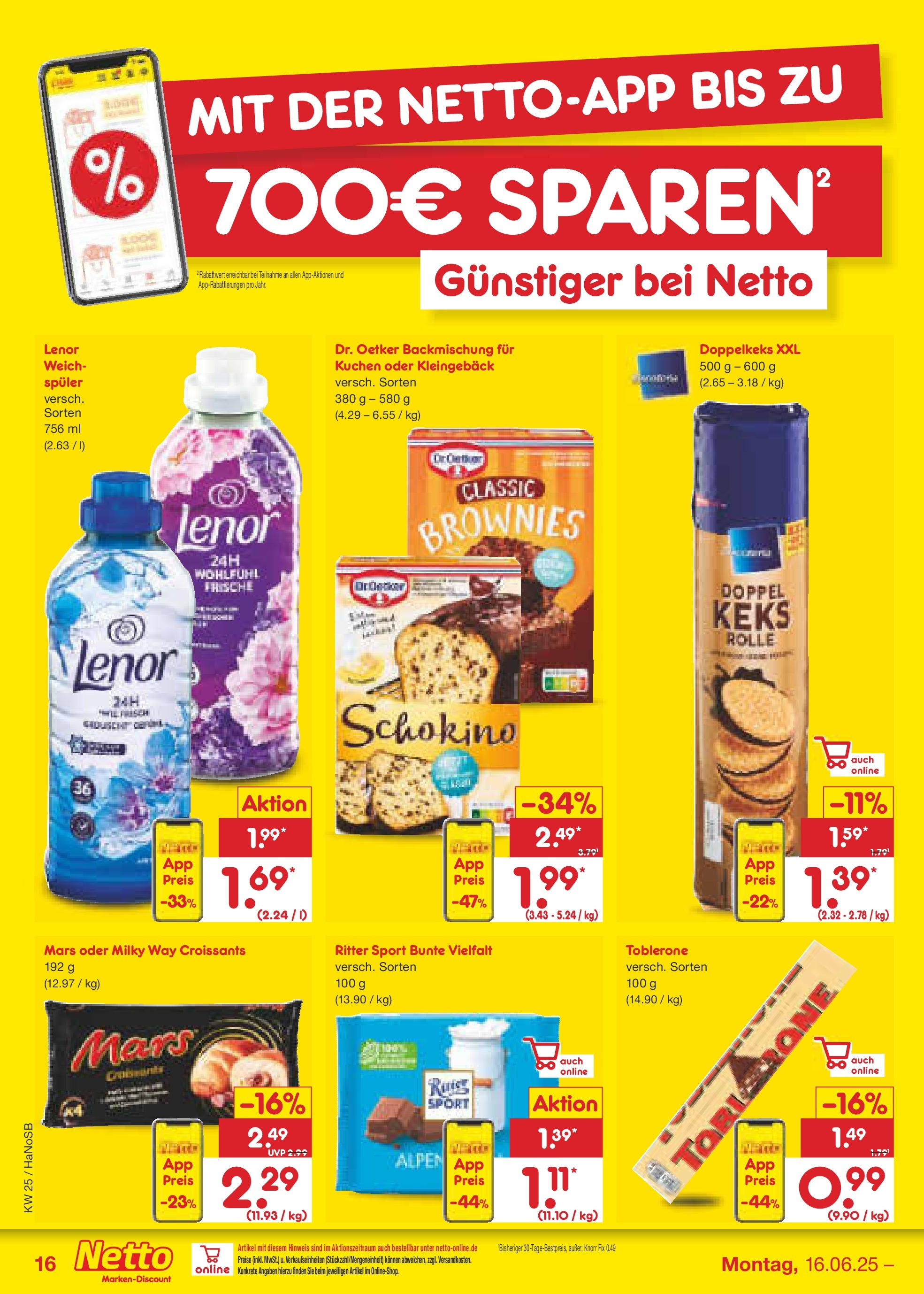 Netto Marken-Discount prospekt Schwerte-Geisecke (ab 15.06.2025) » Angebote | Seite: 22 | Produkte: Lenor, Ritter sport, Knorr, Mars Netto Marken-Discount prospekt Schwerte-Geisecke (ab 15.06.2025) » Angebote | Seite: 22 | Produkte: Lenor, Ritter sport, Knorr, Mars
