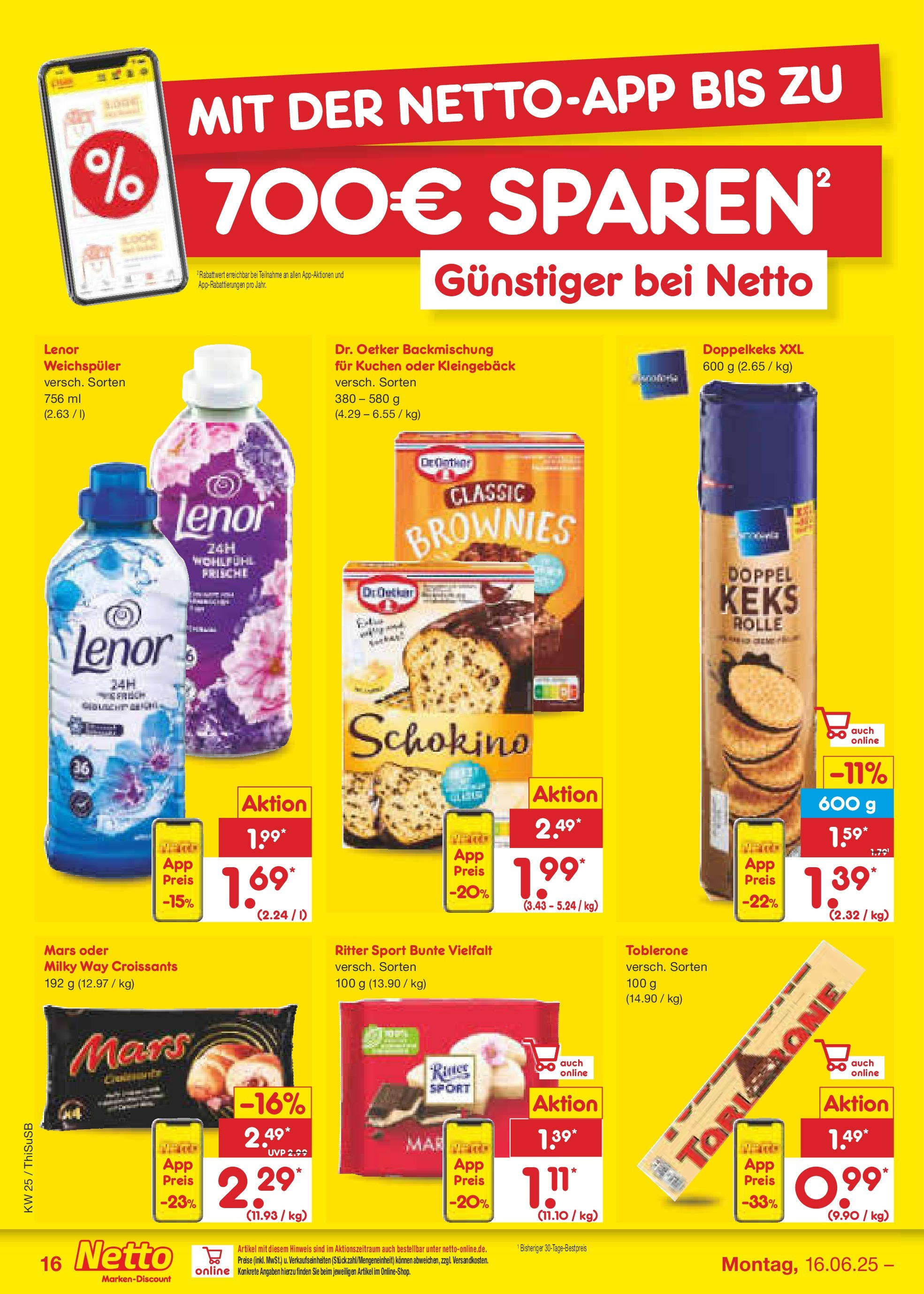 Netto Marken-Discount prospekt Pirna (ab 15.06.2025) » Angebote | Seite: 22 | Produkte: Lenor, Ritter sport, Mars, Kuchen Netto Marken-Discount prospekt Pirna (ab 15.06.2025) » Angebote | Seite: 22 | Produkte: Lenor, Ritter sport, Mars, Kuchen