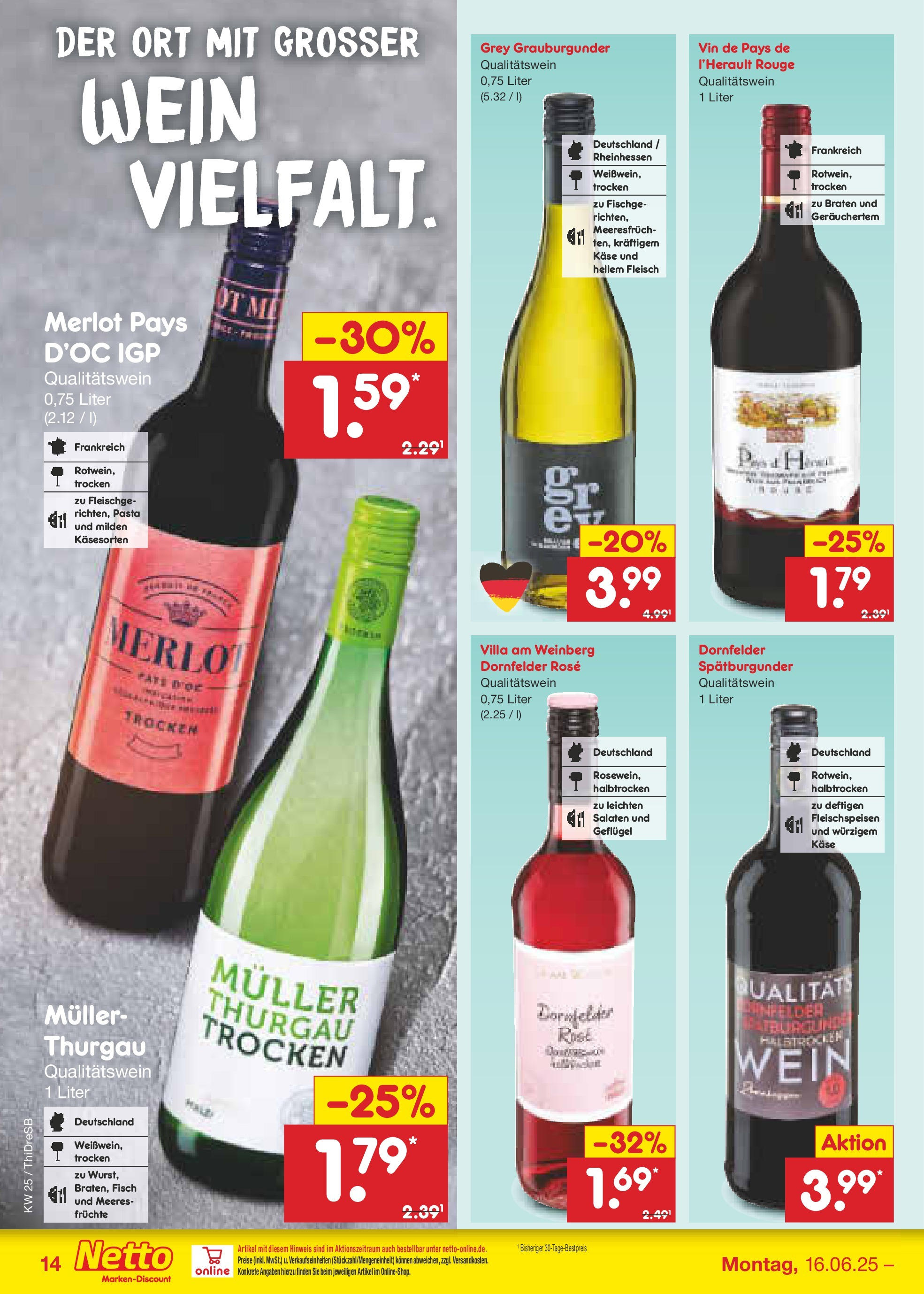 Netto Marken-Discount prospekt Dresden (ab 15.06.2025) » Angebote | Seite: 18 | Produkte: Merlot, Rouge, Fisch, Wein Netto Marken-Discount prospekt Dresden (ab 15.06.2025) » Angebote | Seite: 18 | Produkte: Merlot, Rouge, Fisch, Wein