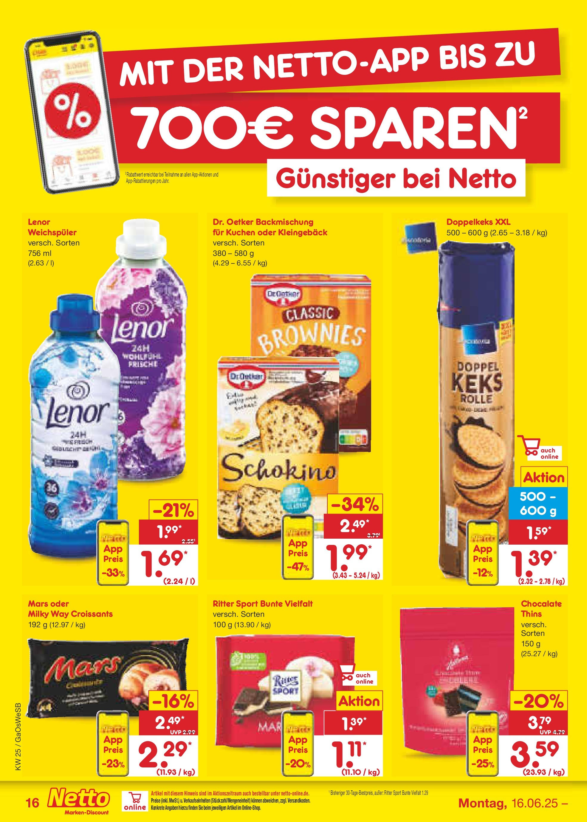 Netto Marken-Discount prospekt Bremen-Lesum (ab 15.06.2025) » Angebote | Seite: 22 | Produkte: Lenor, Ritter sport, Mars, Weichspüler Netto Marken-Discount prospekt Bremen-Lesum (ab 15.06.2025) » Angebote | Seite: 22 | Produkte: Lenor, Ritter sport, Mars, Weichspüler