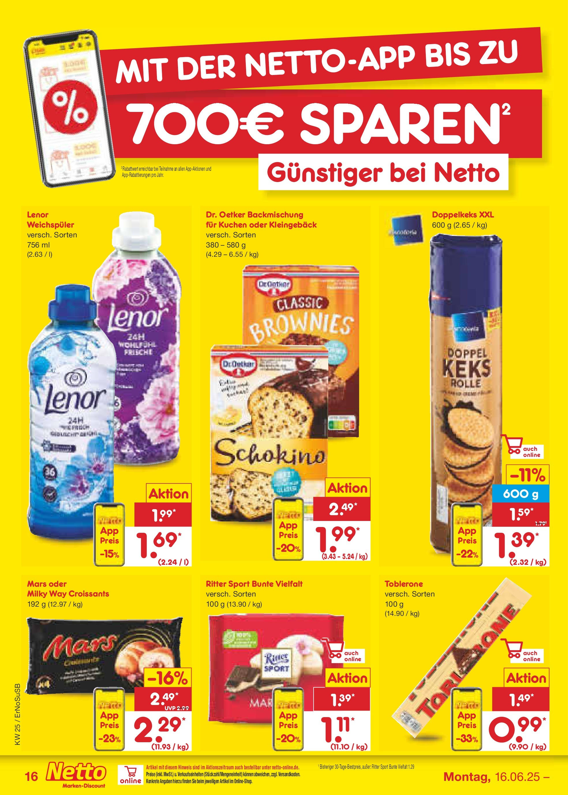 Netto Marken-Discount prospekt Elxleben (ab 15.06.2025) » Angebote | Seite: 26 | Produkte: Lenor, Ritter sport, Weichspüler, Kuchen Netto Marken-Discount prospekt Elxleben (ab 15.06.2025) » Angebote | Seite: 26 | Produkte: Lenor, Ritter sport, Weichspüler, Kuchen