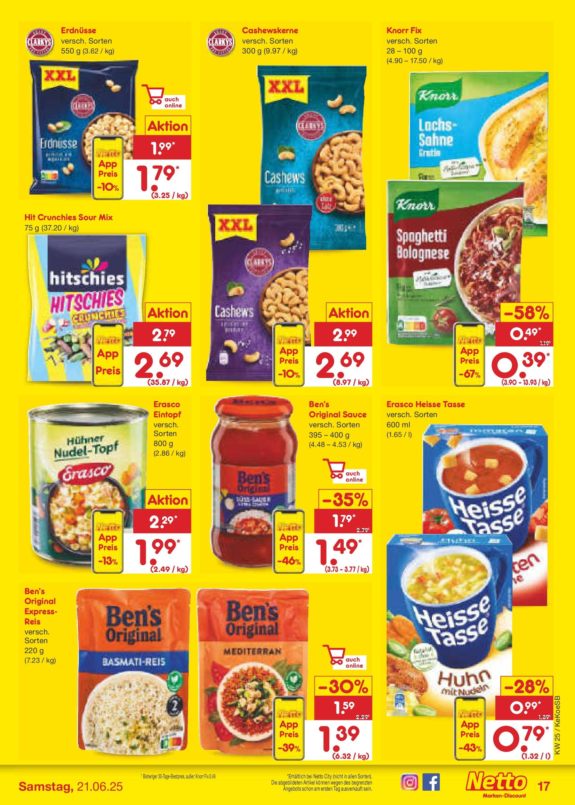 Netto Marken-Discount prospekt Köln (ab 15.06.2025) » Angebote | Seite: 23 | Produkte: Knorr fix, Knorr, Reis, Erasco Netto Marken-Discount prospekt Köln (ab 15.06.2025) » Angebote | Seite: 23 | Produkte: Knorr fix, Knorr, Reis, Erasco