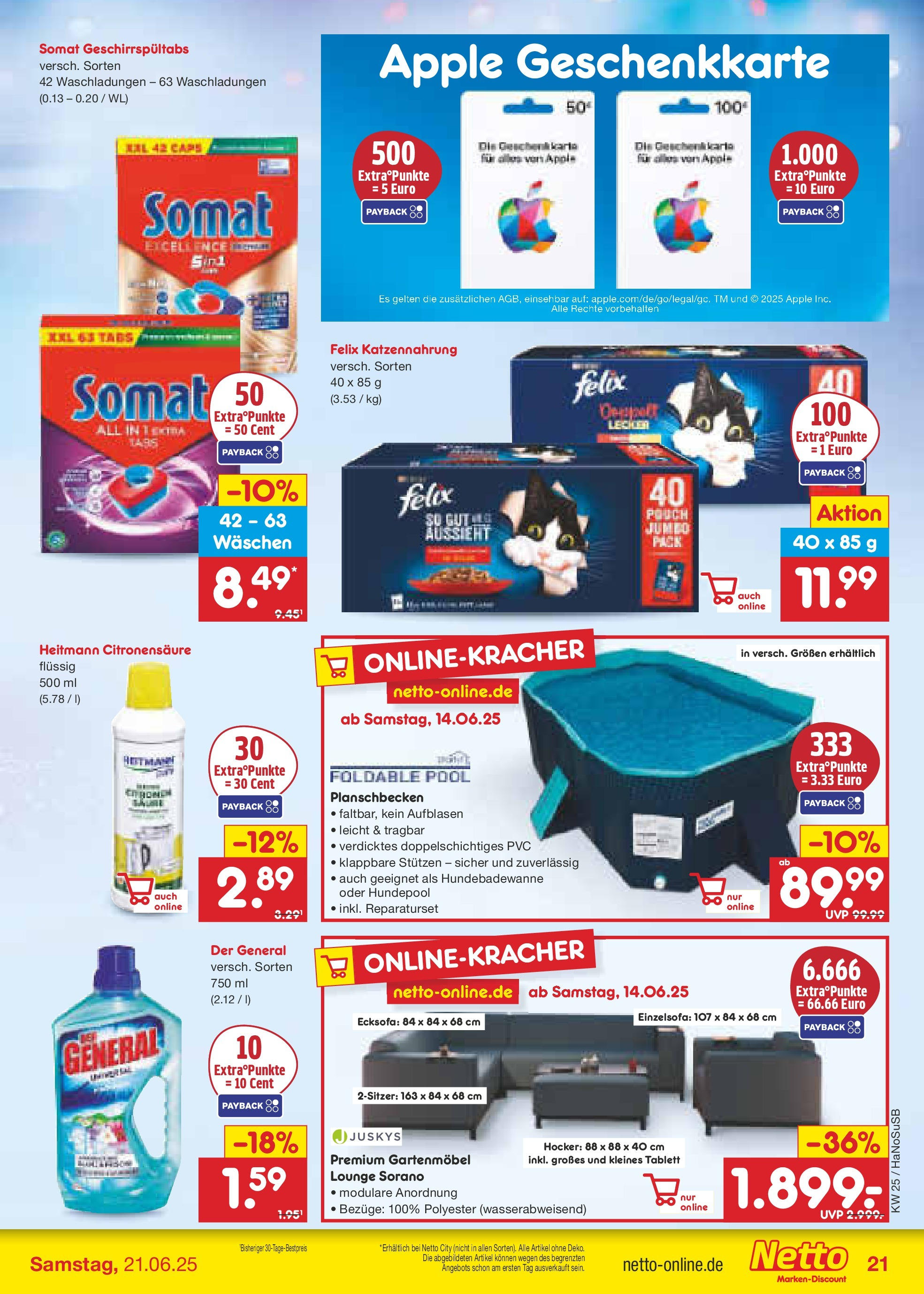 Netto Marken-Discount prospekt Schwerte-Geisecke (ab 15.06.2025) » Angebote | Seite: 27 | Produkte: Hocker, Ecksofa, Gartenmöbel, Apple Netto Marken-Discount prospekt Schwerte-Geisecke (ab 15.06.2025) » Angebote | Seite: 27 | Produkte: Hocker, Ecksofa, Gartenmöbel, Apple