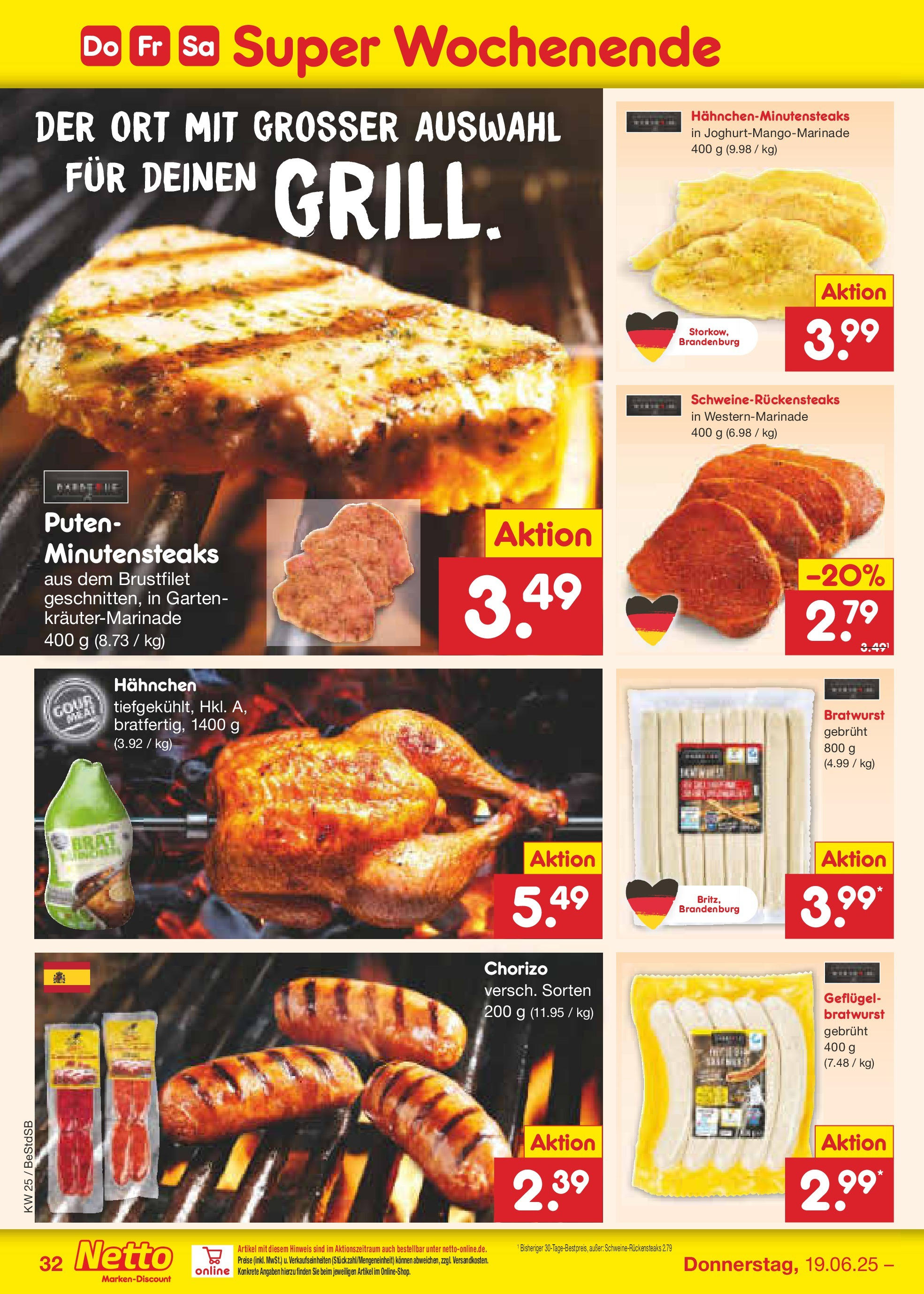 Netto Marken-Discount prospekt Berlin-Spandau (ab 15.06.2025) » Angebote | Seite: 46 | Produkte: Hahnchen, Bratwurst Netto Marken-Discount prospekt Berlin-Spandau (ab 15.06.2025) » Angebote | Seite: 46 | Produkte: Hahnchen, Bratwurst