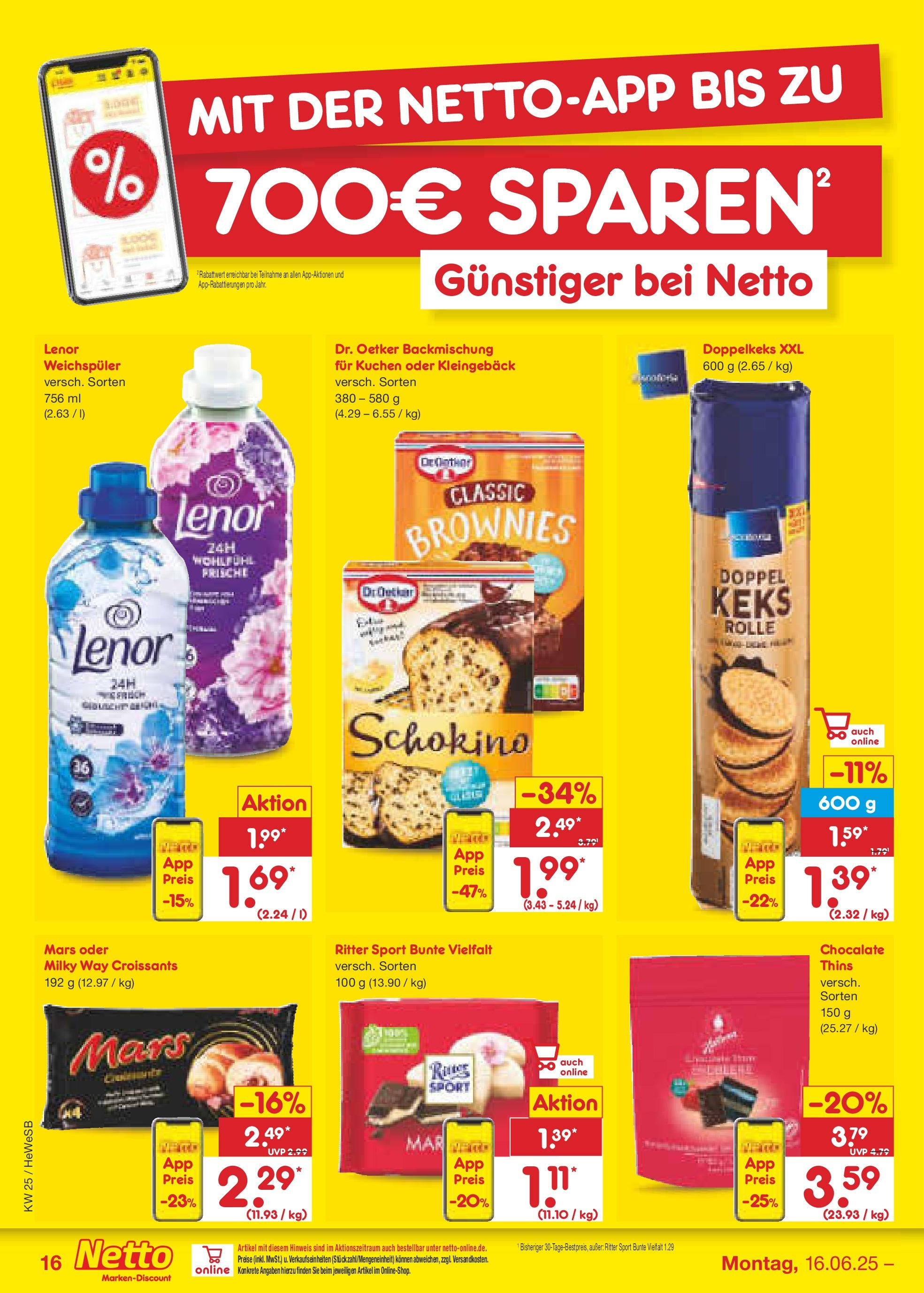 Netto Marken-Discount prospekt Brietlingen	 (ab 15.06.2025) » Angebote | Seite: 22 | Produkte: Lenor, Mars, Weichspüler, Kuchen