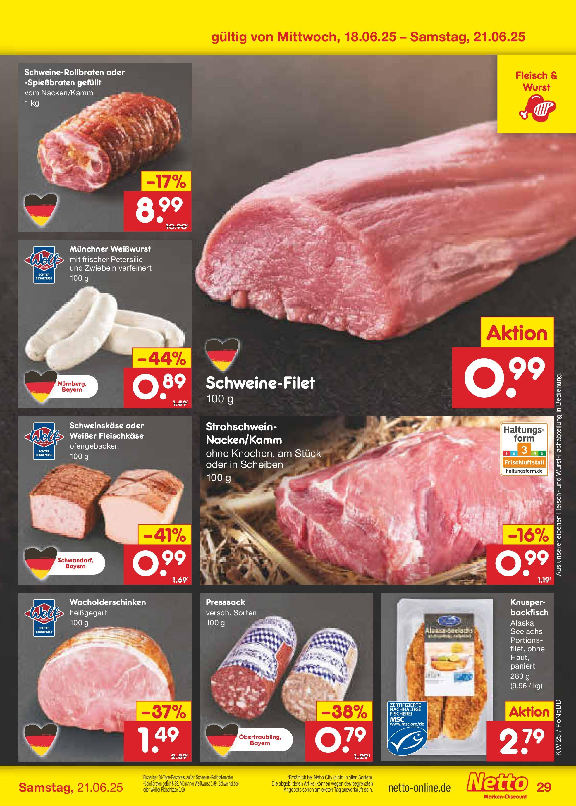 Netto Marken-Discount prospekt Selb (ab 15.06.2025) » Angebote | Seite: 41 | Produkte: Schweinefilet, Wurst, Petersilie, Fleisch Netto Marken-Discount prospekt Selb (ab 15.06.2025) » Angebote | Seite: 41 | Produkte: Schweinefilet, Wurst, Petersilie, Fleisch