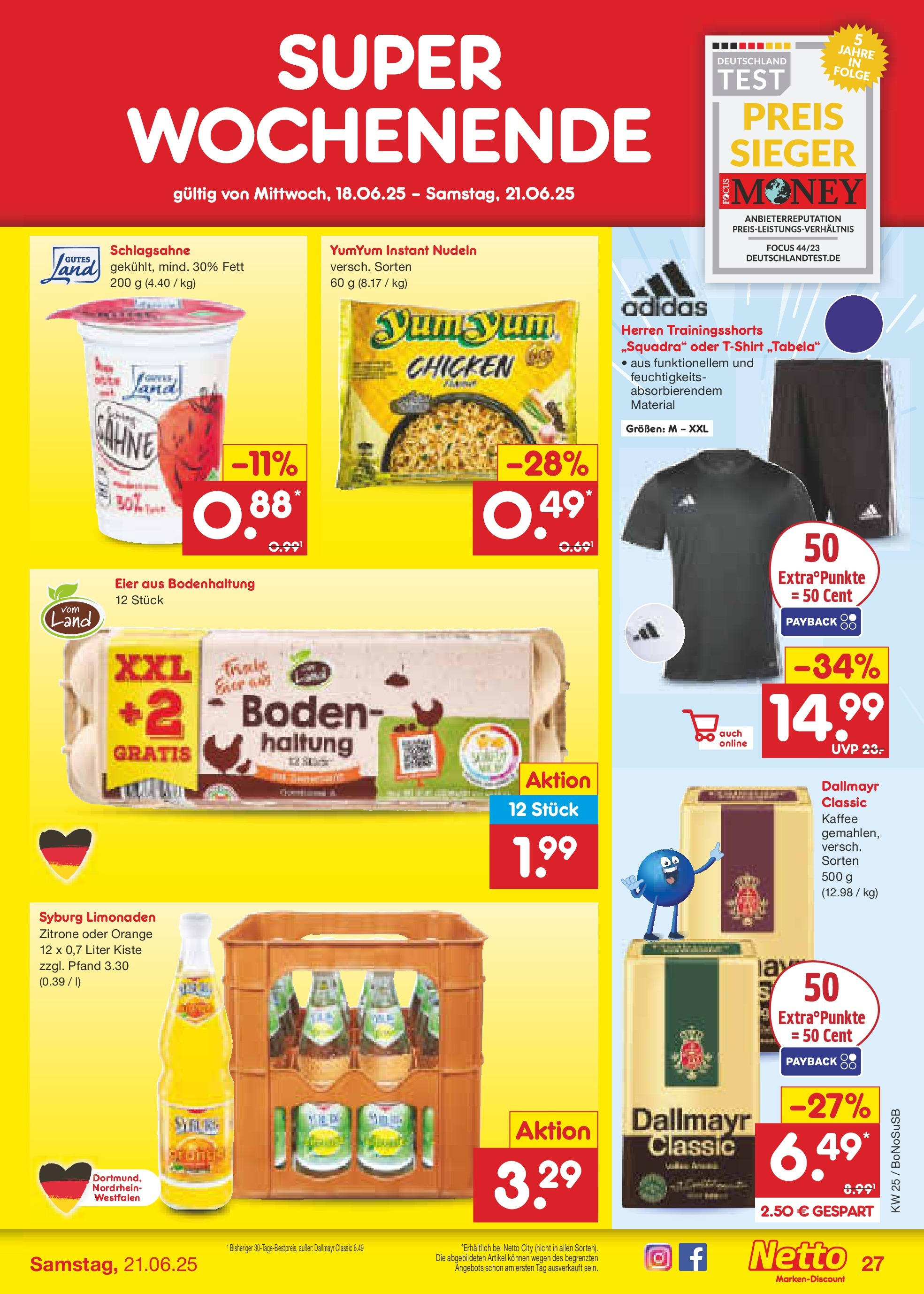 Netto Marken-Discount prospekt Herne	 (ab 15.06.2025) » Angebote | Seite: 39 | Produkte: T-Shirt, Schlagsahne, Eier, Nudeln
