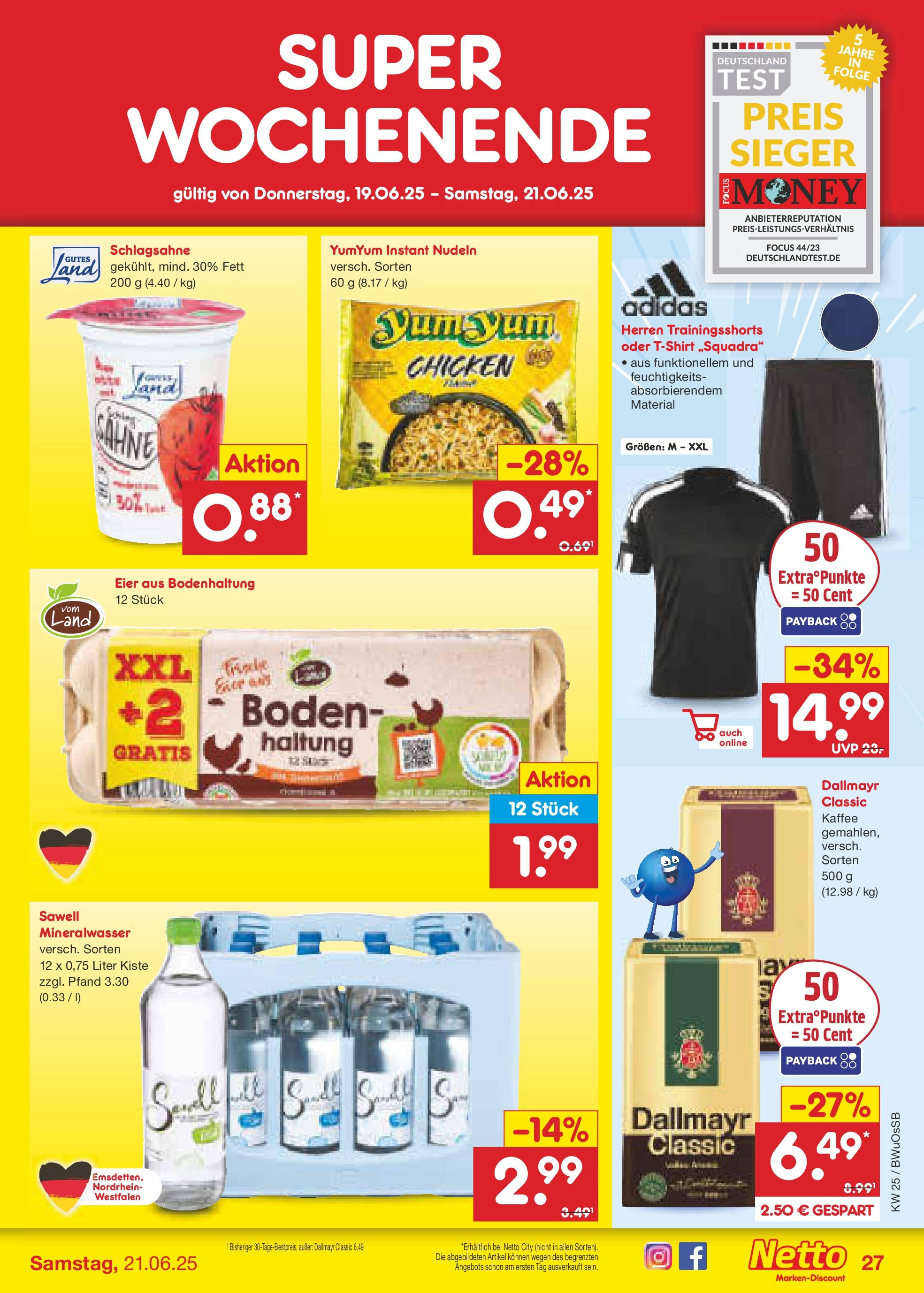 Netto Marken-Discount prospekt Osterode (ab 15.06.2025) » Angebote | Seite: 39 | Produkte: Eier, Mineralwasser, Dallmayr, Nudeln Netto Marken-Discount prospekt Osterode (ab 15.06.2025) » Angebote | Seite: 39 | Produkte: Eier, Mineralwasser, Dallmayr, Nudeln