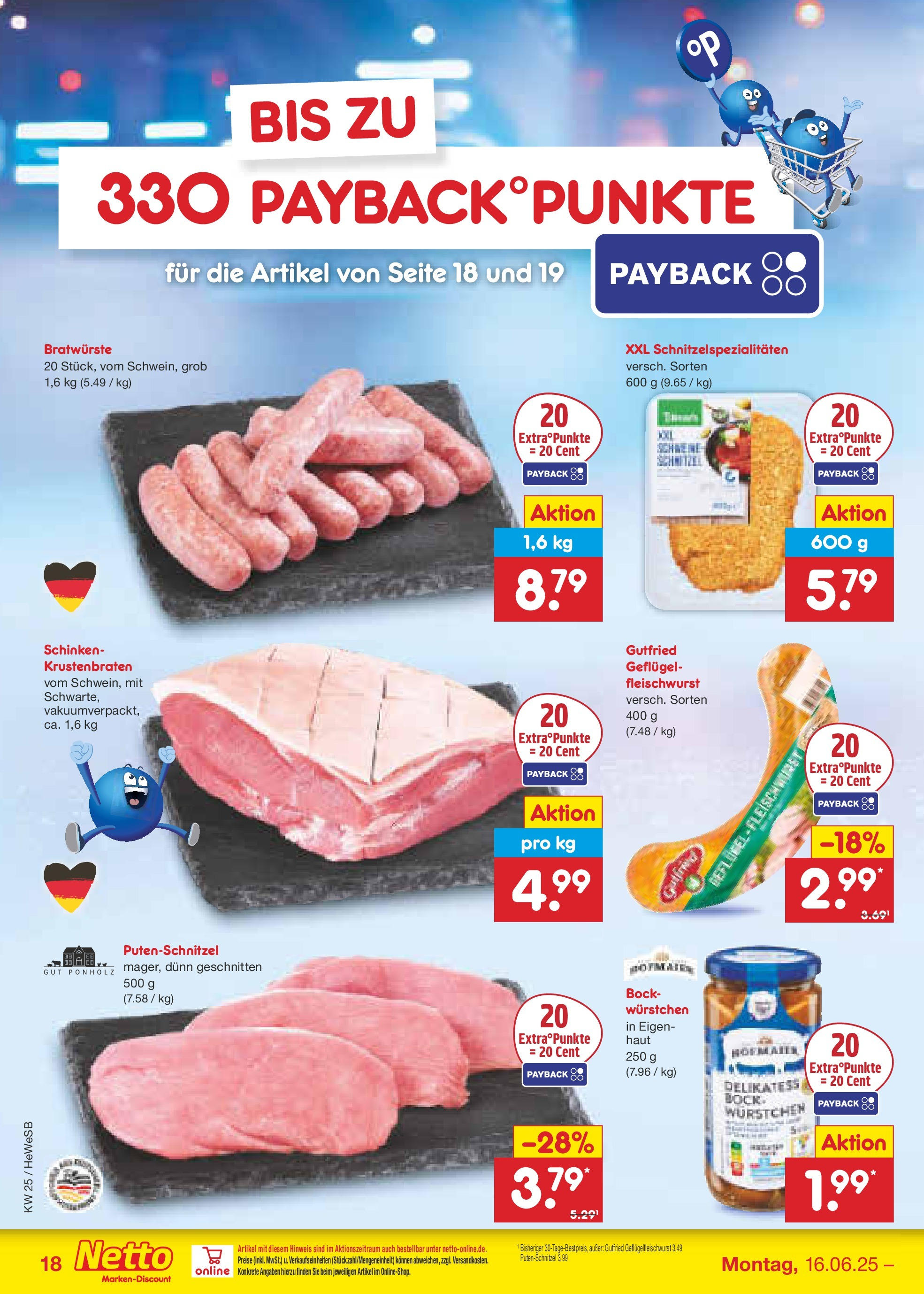 Netto Marken-Discount prospekt Brietlingen	 (ab 15.06.2025) » Angebote | Seite: 24 | Produkte: Krustenbraten, Putenschnitzel, Schinken
