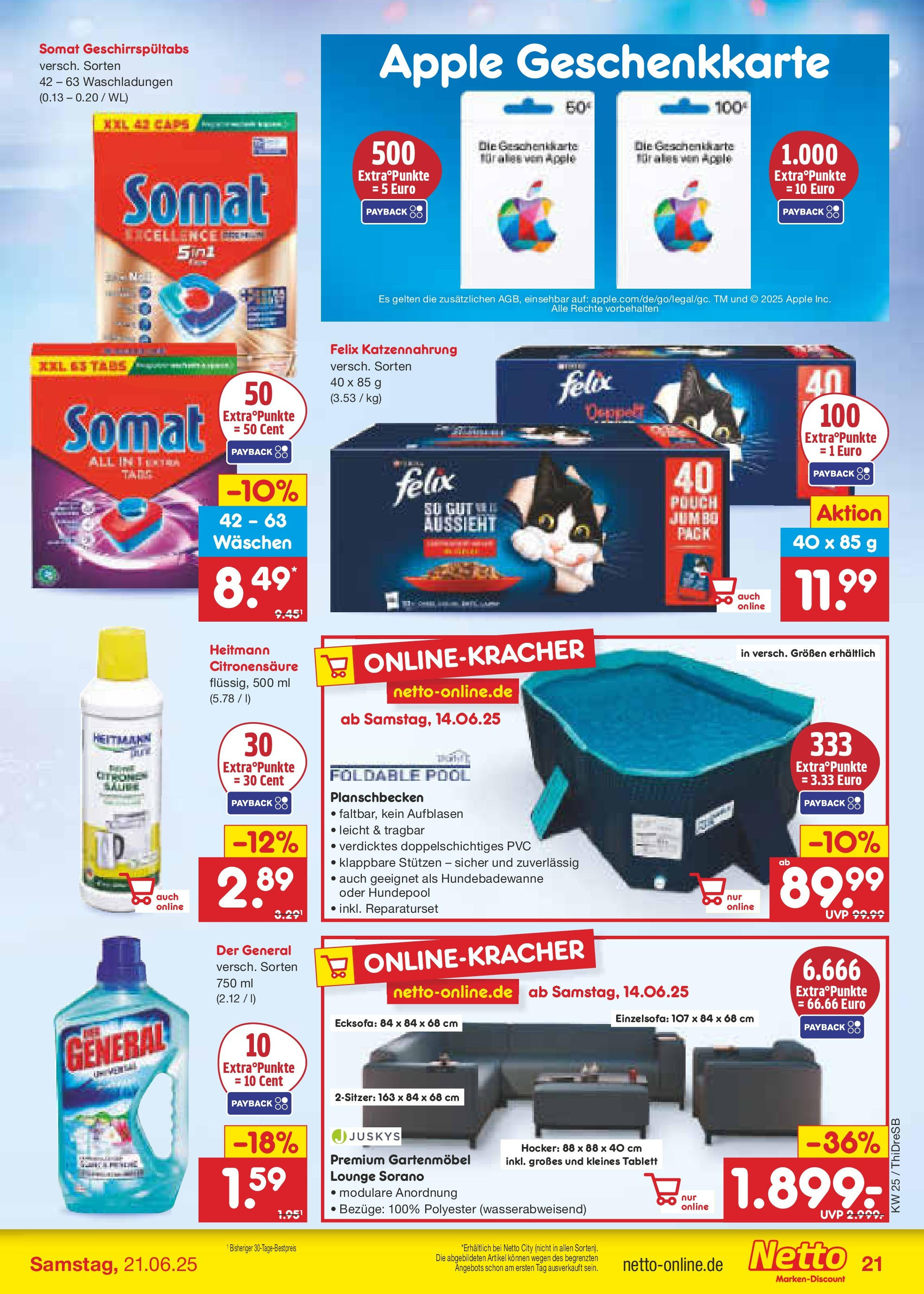 Netto Marken-Discount prospekt Dresden (ab 15.06.2025) » Angebote | Seite: 27 | Produkte: Hocker, Ecksofa, Gartenmöbel, Apple Netto Marken-Discount prospekt Dresden (ab 15.06.2025) » Angebote | Seite: 27 | Produkte: Hocker, Ecksofa, Gartenmöbel, Apple