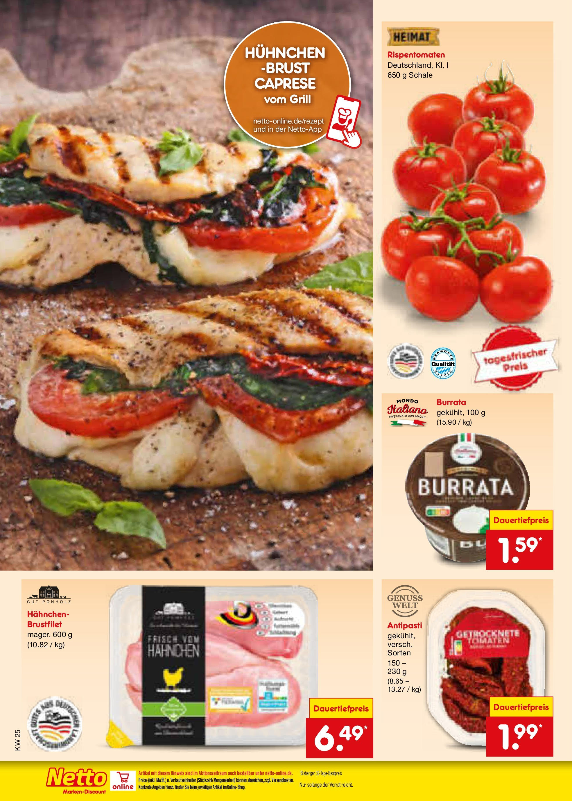 Netto Marken-Discount prospekt Schwerte-Geisecke (ab 15.06.2025) » Angebote | Seite: 50 | Produkte: Grill, Hahnchen, Burrata Netto Marken-Discount prospekt Schwerte-Geisecke (ab 15.06.2025) » Angebote | Seite: 50 | Produkte: Grill, Hahnchen, Burrata