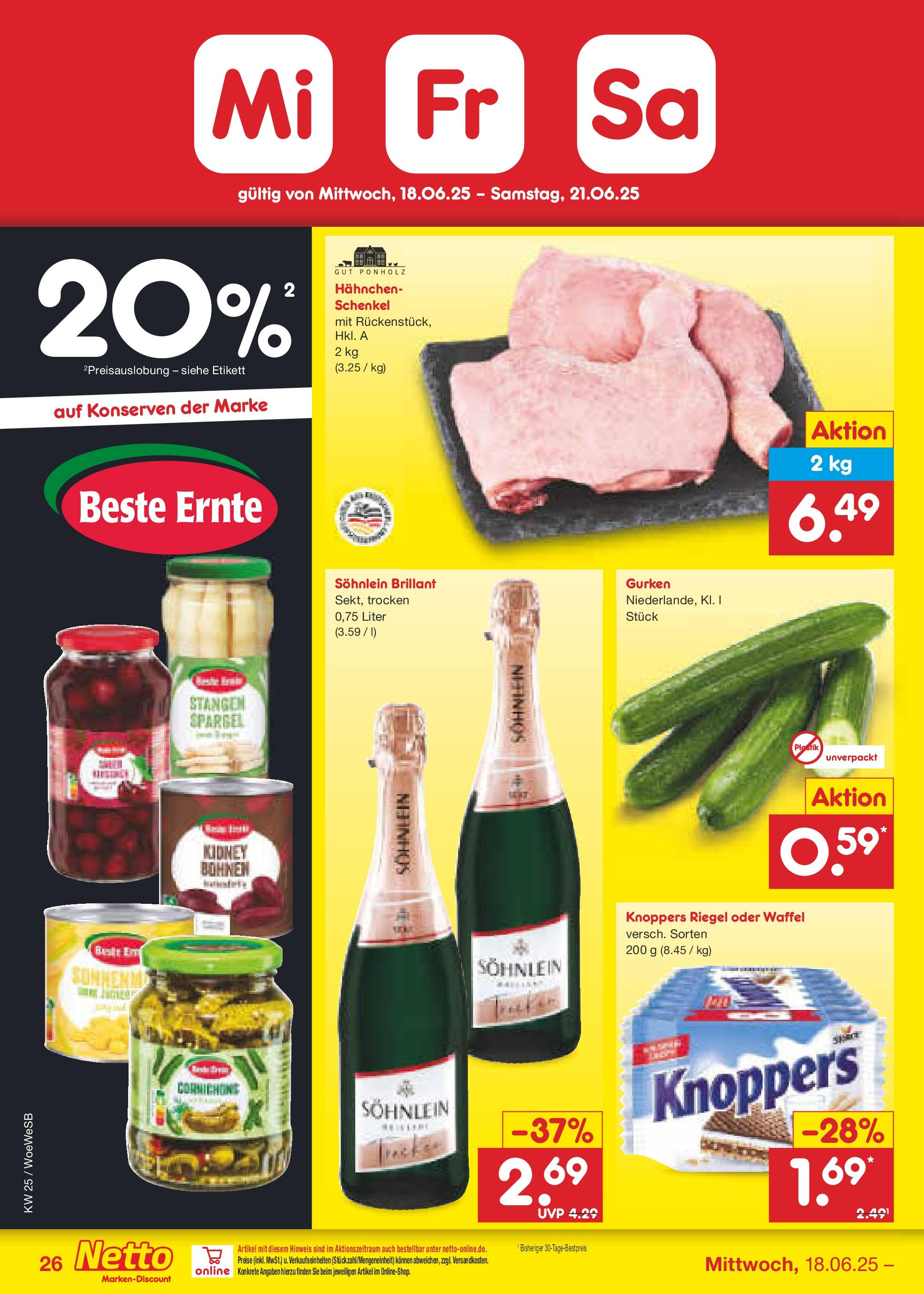 Netto Marken-Discount prospekt Katzweiler (ab 15.06.2025) » Angebote | Seite: 38 | Produkte: Hahnchen, Spargel, Knoppers, Gurken Netto Marken-Discount prospekt Katzweiler (ab 15.06.2025) » Angebote | Seite: 38 | Produkte: Hahnchen, Spargel, Knoppers, Gurken