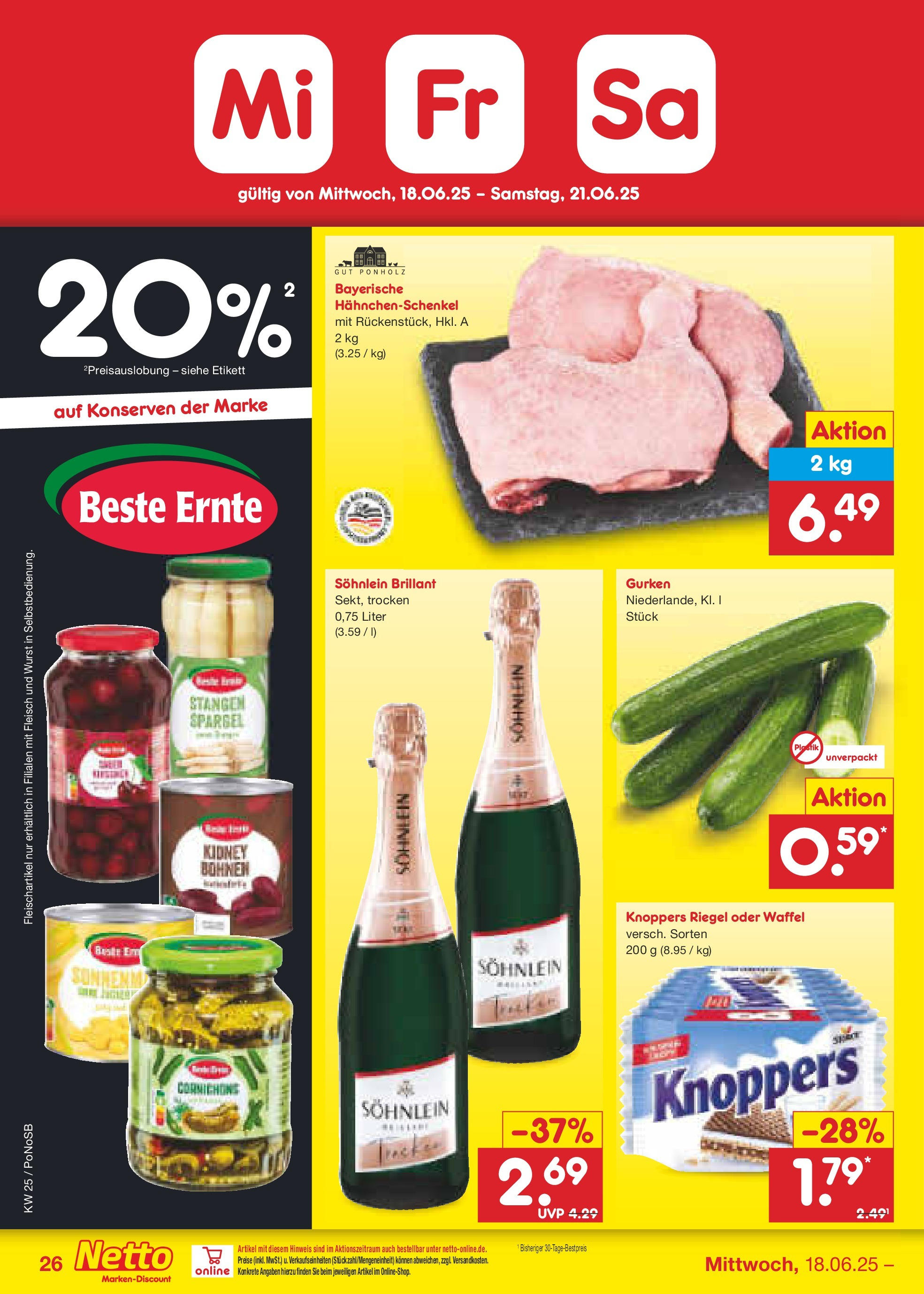 Netto Marken-Discount prospekt Amberg (ab 15.06.2025) » Angebote | Seite: 38 | Produkte: Hahnchenschenkel, Spargel, Knoppers, Fleisch Netto Marken-Discount prospekt Amberg (ab 15.06.2025) » Angebote | Seite: 38 | Produkte: Hahnchenschenkel, Spargel, Knoppers, Fleisch