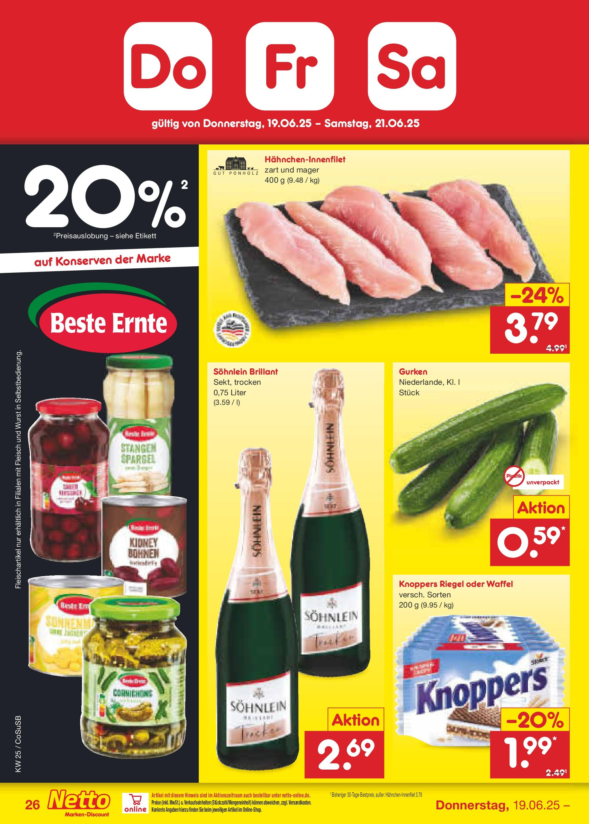 Netto Marken-Discount prospekt Bitterfeld-Wolfen (ab 15.06.2025) » Angebote | Seite: 38 | Produkte: Spargel, Wurst, Knoppers, Gurken Netto Marken-Discount prospekt Bitterfeld-Wolfen (ab 15.06.2025) » Angebote | Seite: 38 | Produkte: Spargel, Wurst, Knoppers, Gurken