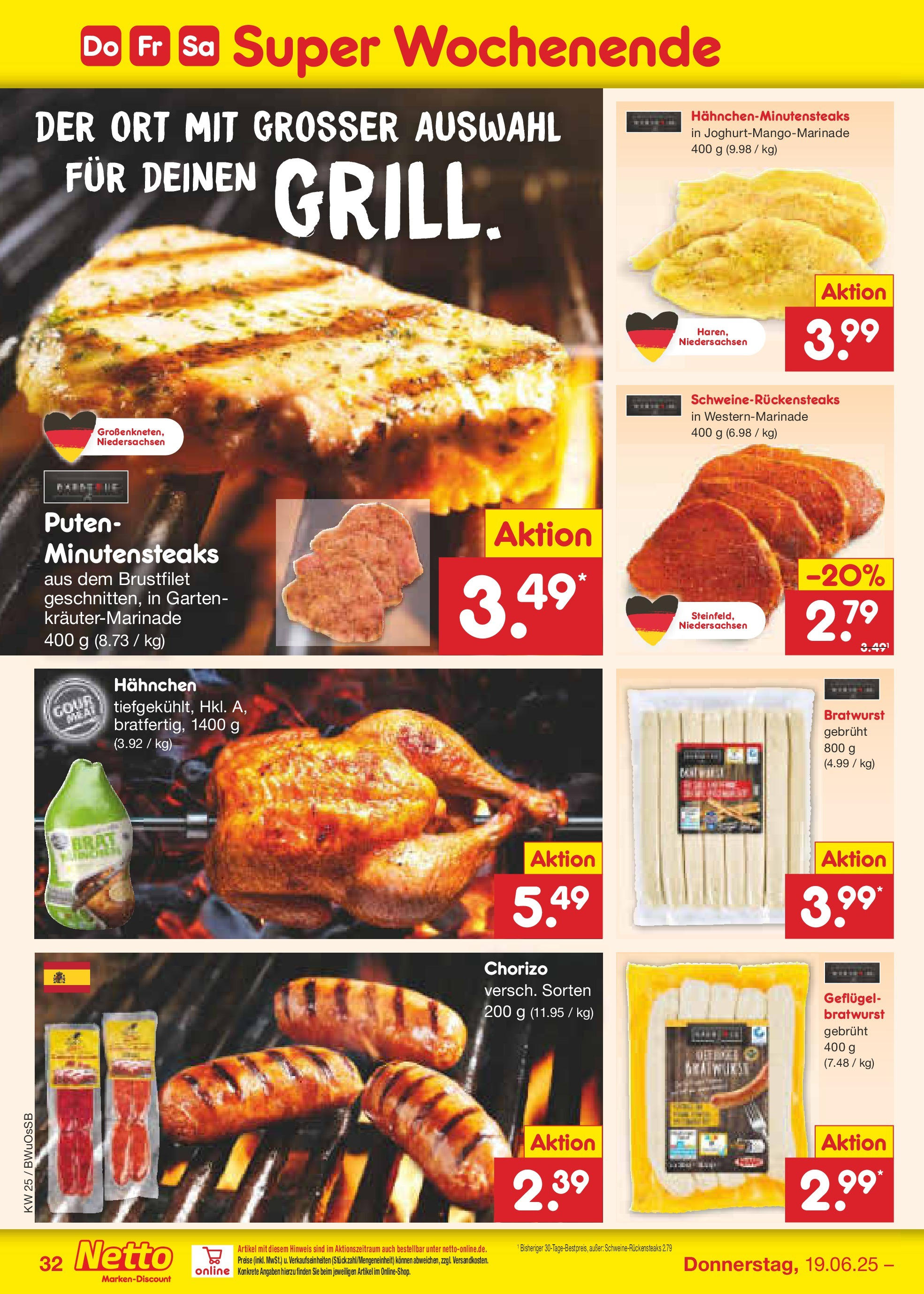 Netto Marken-Discount prospekt Osterode (ab 15.06.2025) » Angebote | Seite: 46 | Produkte: Hahnchen, Bratwurst, Steak Netto Marken-Discount prospekt Osterode (ab 15.06.2025) » Angebote | Seite: 46 | Produkte: Hahnchen, Bratwurst, Steak
