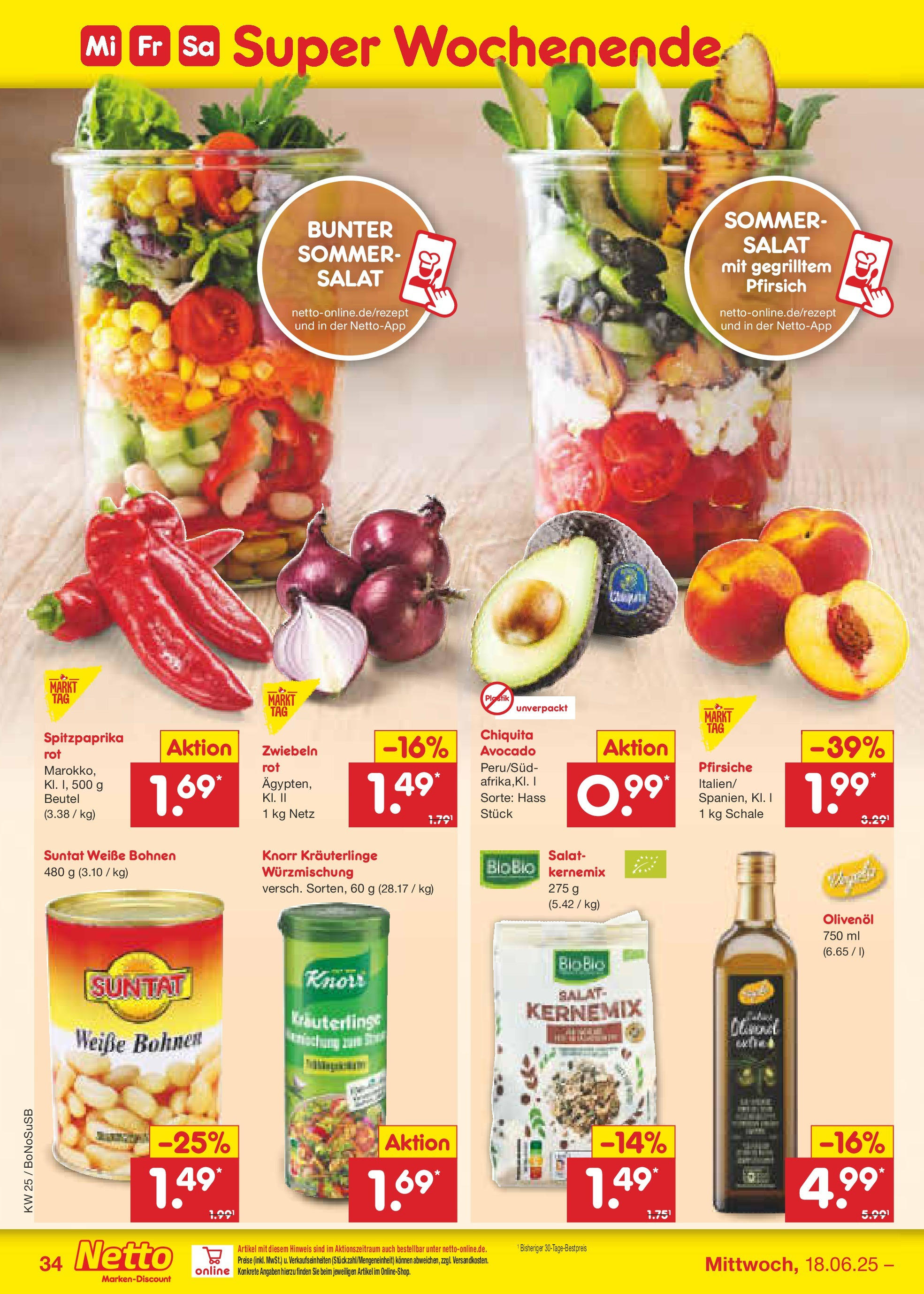 Netto Marken-Discount prospekt Herne	 (ab 15.06.2025) » Angebote | Seite: 48 | Produkte: Olivenol, Avocado, Zwiebeln, Salat