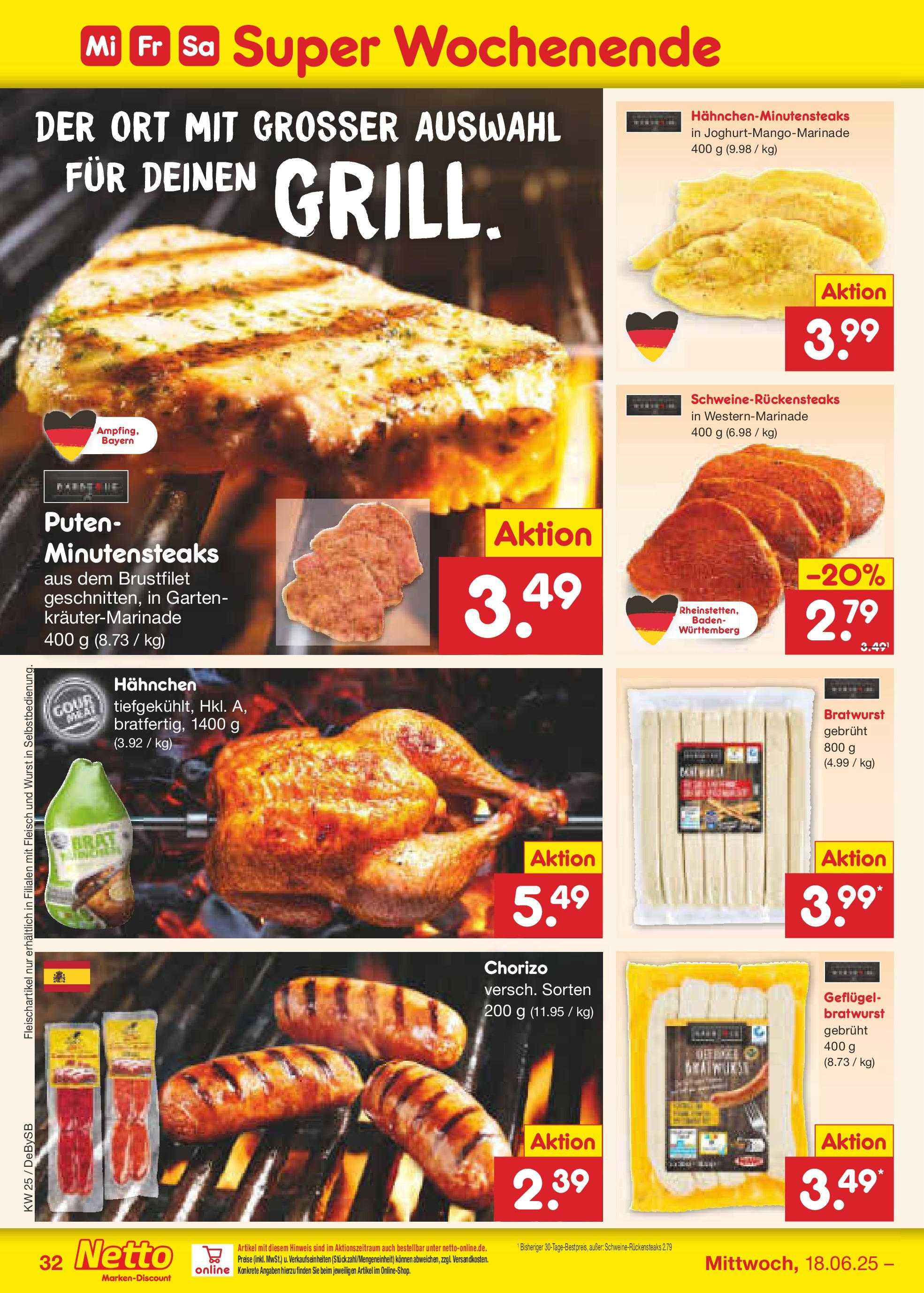 Netto Marken-Discount prospekt Thierhaupten (ab 15.06.2025) » Angebote | Seite: 46 | Produkte: Hahnchen, Wurst, Steak, Fleisch Netto Marken-Discount prospekt Thierhaupten (ab 15.06.2025) » Angebote | Seite: 46 | Produkte: Hahnchen, Wurst, Steak, Fleisch