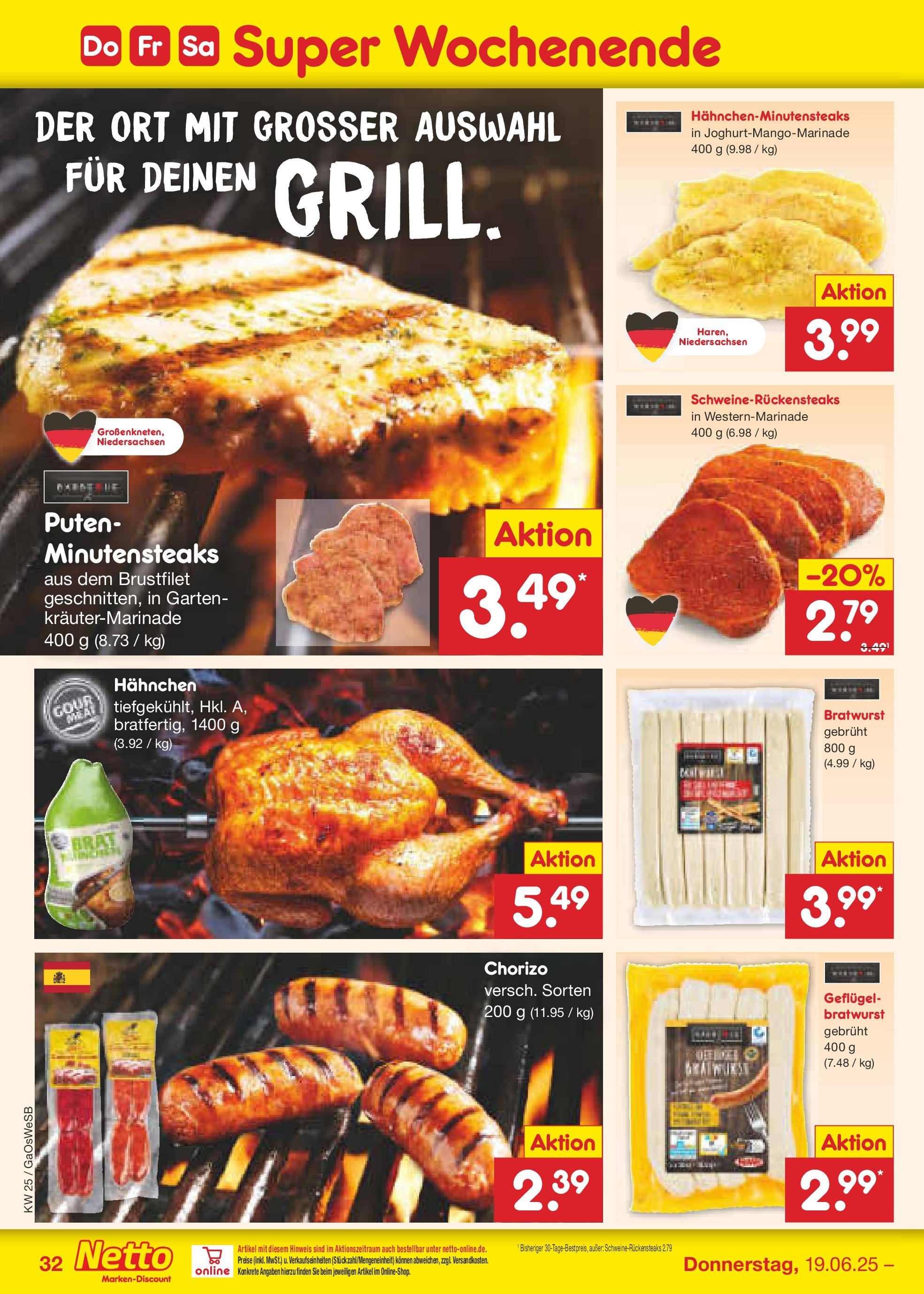 Netto Marken-Discount prospekt Bremen-Lesum (ab 15.06.2025) » Angebote | Seite: 46 | Produkte: Hahnchen, Bratwurst, Steak Netto Marken-Discount prospekt Bremen-Lesum (ab 15.06.2025) » Angebote | Seite: 46 | Produkte: Hahnchen, Bratwurst, Steak