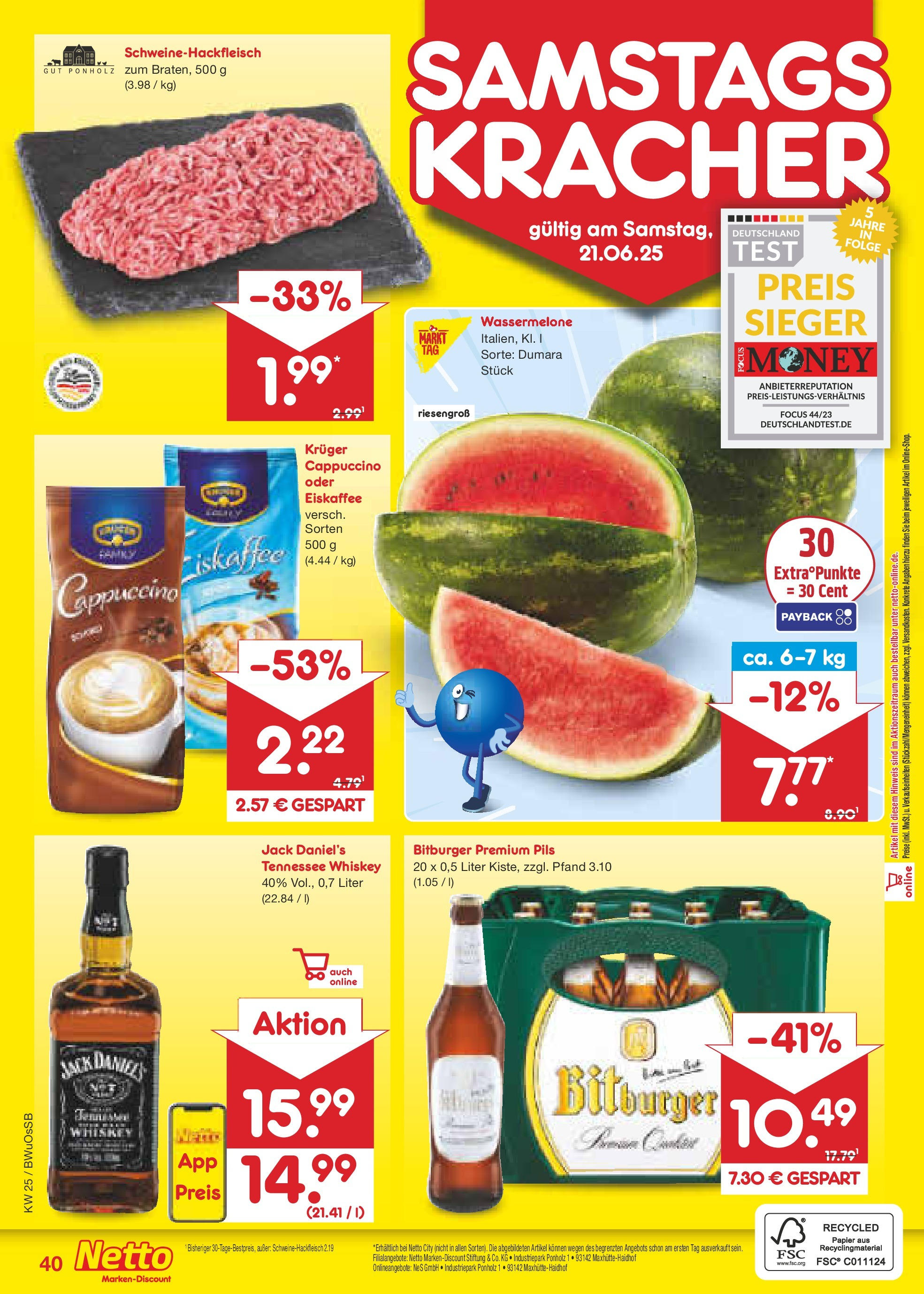 Netto Marken-Discount prospekt Osterode (ab 15.06.2025) » Angebote | Seite: 58 | Produkte: Bitburger, Pils, Wassermelone, Kruger cappuccino Netto Marken-Discount prospekt Osterode (ab 15.06.2025) » Angebote | Seite: 58 | Produkte: Bitburger, Pils, Wassermelone, Kruger cappuccino