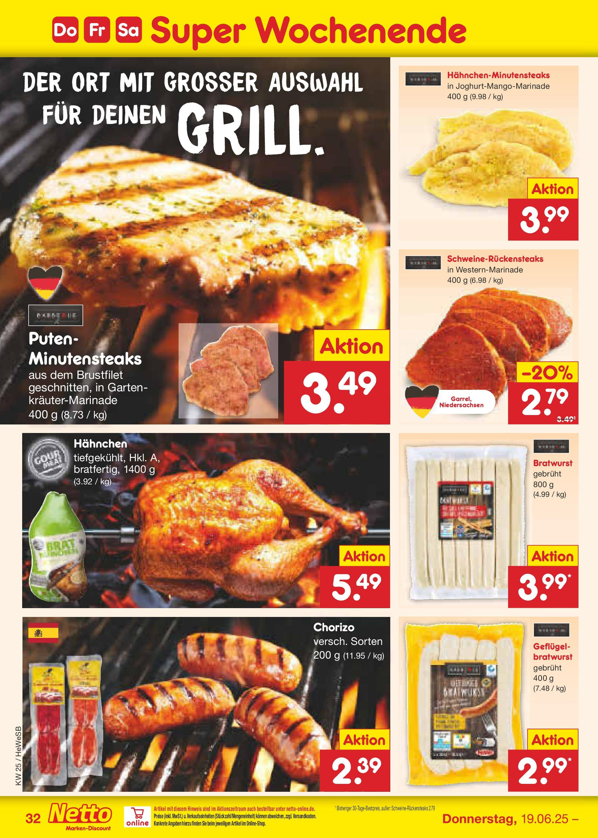 Netto Marken-Discount prospekt Brietlingen	 (ab 15.06.2025) » Angebote | Seite: 46 | Produkte: Hahnchen, Bratwurst