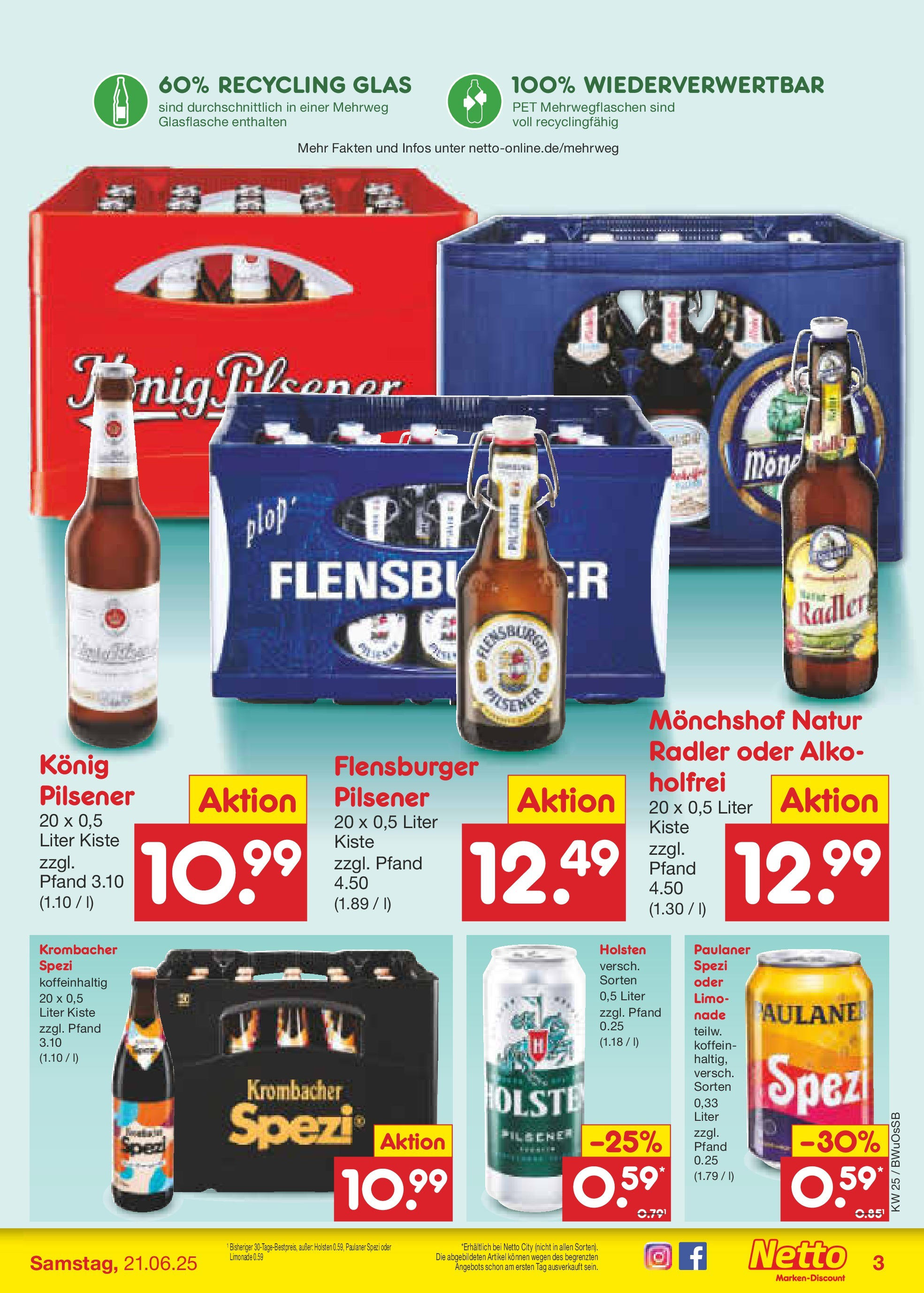 Netto Marken-Discount prospekt Osterode (ab 15.06.2025) » Angebote | Seite: 61 | Produkte: Paulaner spezi, Limonade, Radler, Krombacher Netto Marken-Discount prospekt Osterode (ab 15.06.2025) » Angebote | Seite: 61 | Produkte: Paulaner spezi, Limonade, Radler, Krombacher