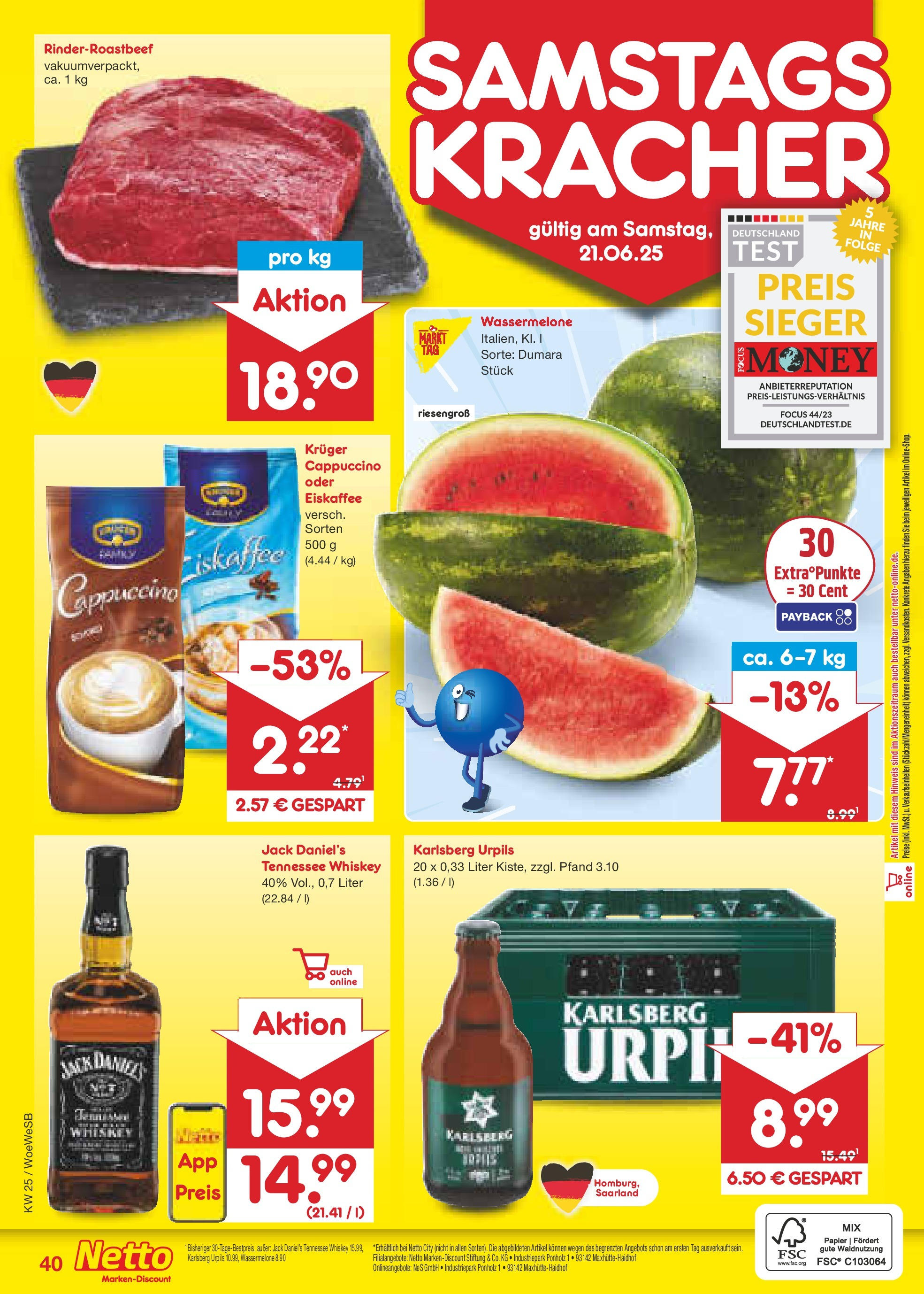 Netto Marken-Discount prospekt Katzweiler (ab 15.06.2025) » Angebote | Seite: 58 | Produkte: Jack Daniel's, Wassermelone, Kruger cappuccino, Whiskey Netto Marken-Discount prospekt Katzweiler (ab 15.06.2025) » Angebote | Seite: 58 | Produkte: Jack Daniel's, Wassermelone, Kruger cappuccino, Whiskey