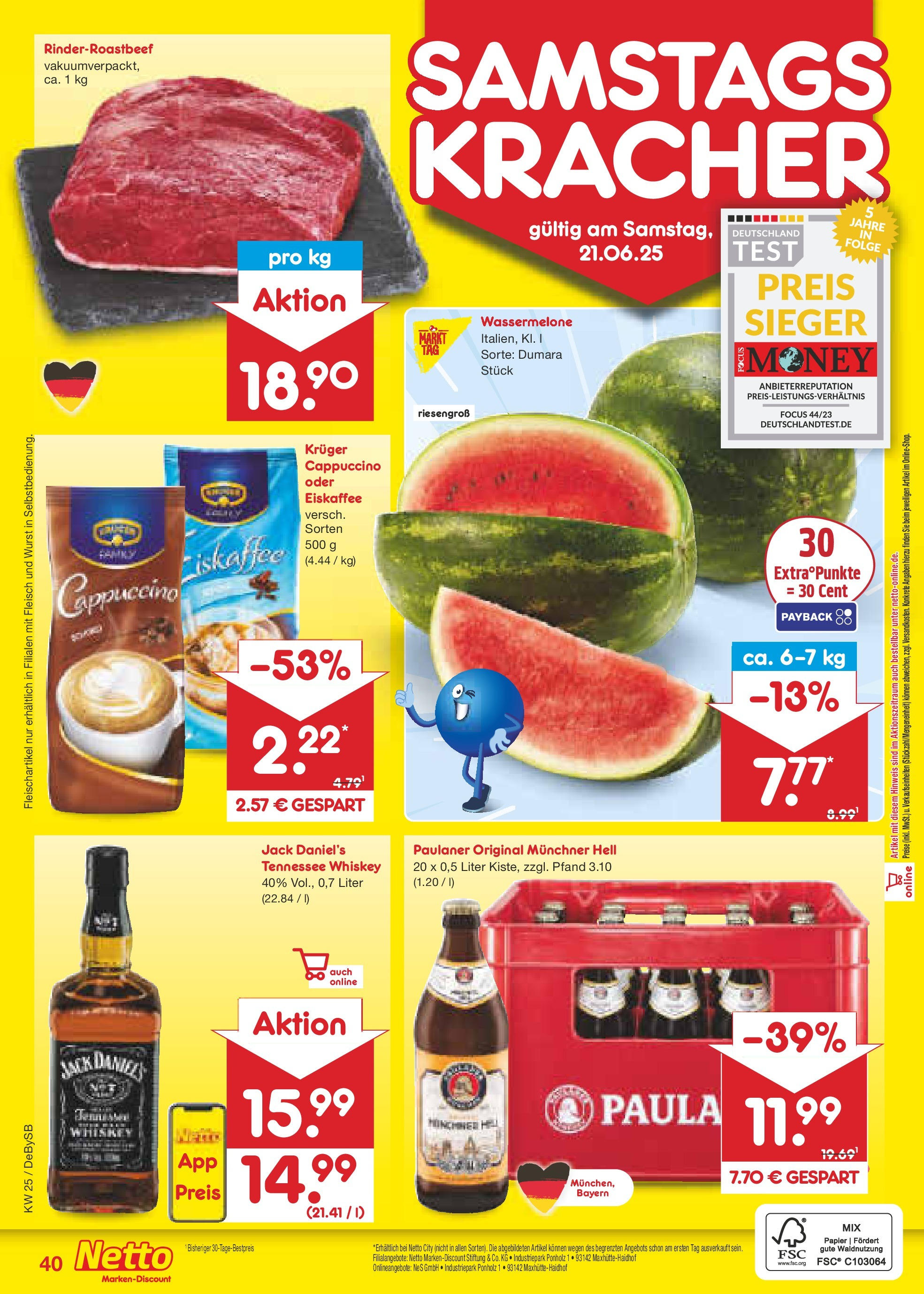 Netto Marken-Discount prospekt Thierhaupten (ab 15.06.2025) » Angebote | Seite: 58 | Produkte: Jack Daniel's, Wurst, Whiskey, Paulaner Netto Marken-Discount prospekt Thierhaupten (ab 15.06.2025) » Angebote | Seite: 58 | Produkte: Jack Daniel's, Wurst, Whiskey, Paulaner
