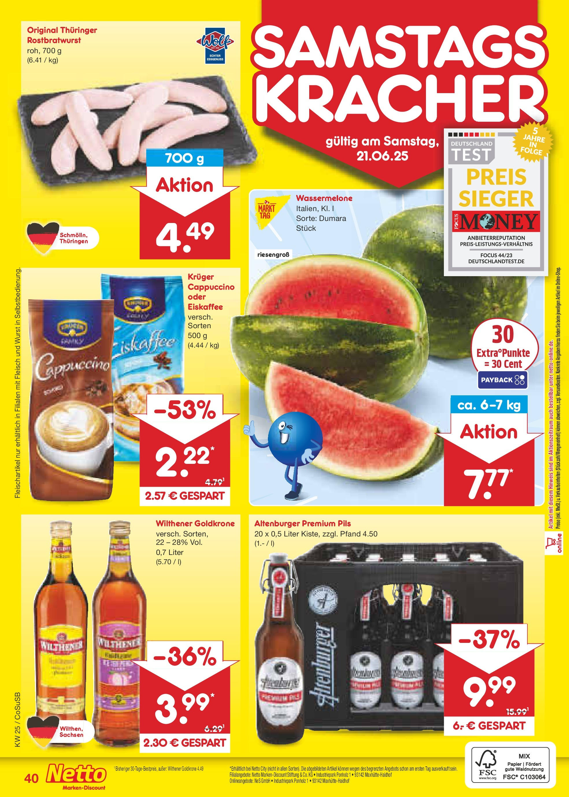 Netto Marken-Discount prospekt Bitterfeld-Wolfen (ab 15.06.2025) » Angebote | Seite: 58 | Produkte: Wilthener, Wurst, Wassermelone, Fleisch Netto Marken-Discount prospekt Bitterfeld-Wolfen (ab 15.06.2025) » Angebote | Seite: 58 | Produkte: Wilthener, Wurst, Wassermelone, Fleisch