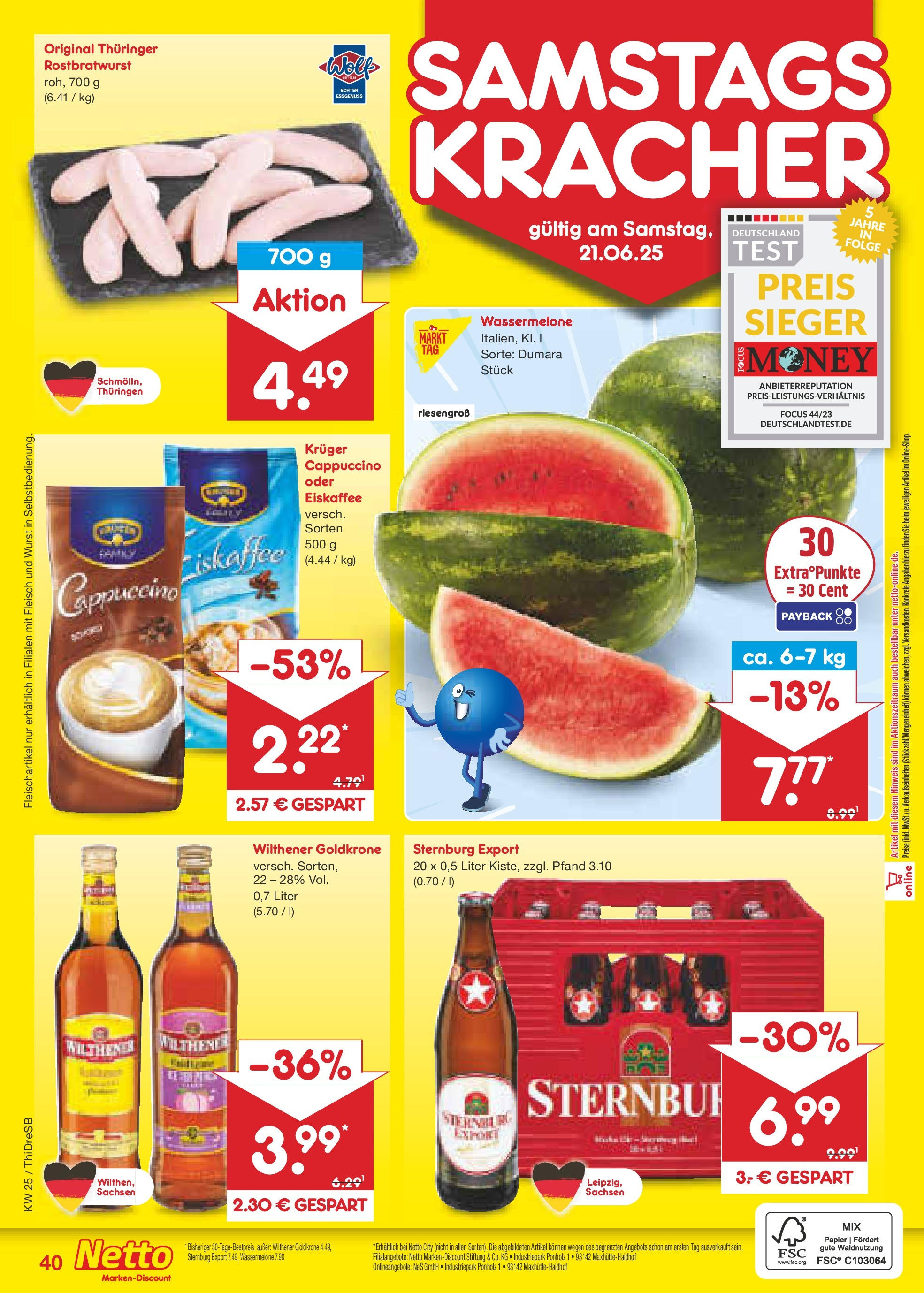 Netto Marken-Discount prospekt Dresden (ab 15.06.2025) » Angebote | Seite: 58 | Produkte: Wilthener, Wassermelone, Kruger cappuccino, Fleisch Netto Marken-Discount prospekt Dresden (ab 15.06.2025) » Angebote | Seite: 58 | Produkte: Wilthener, Wassermelone, Kruger cappuccino, Fleisch