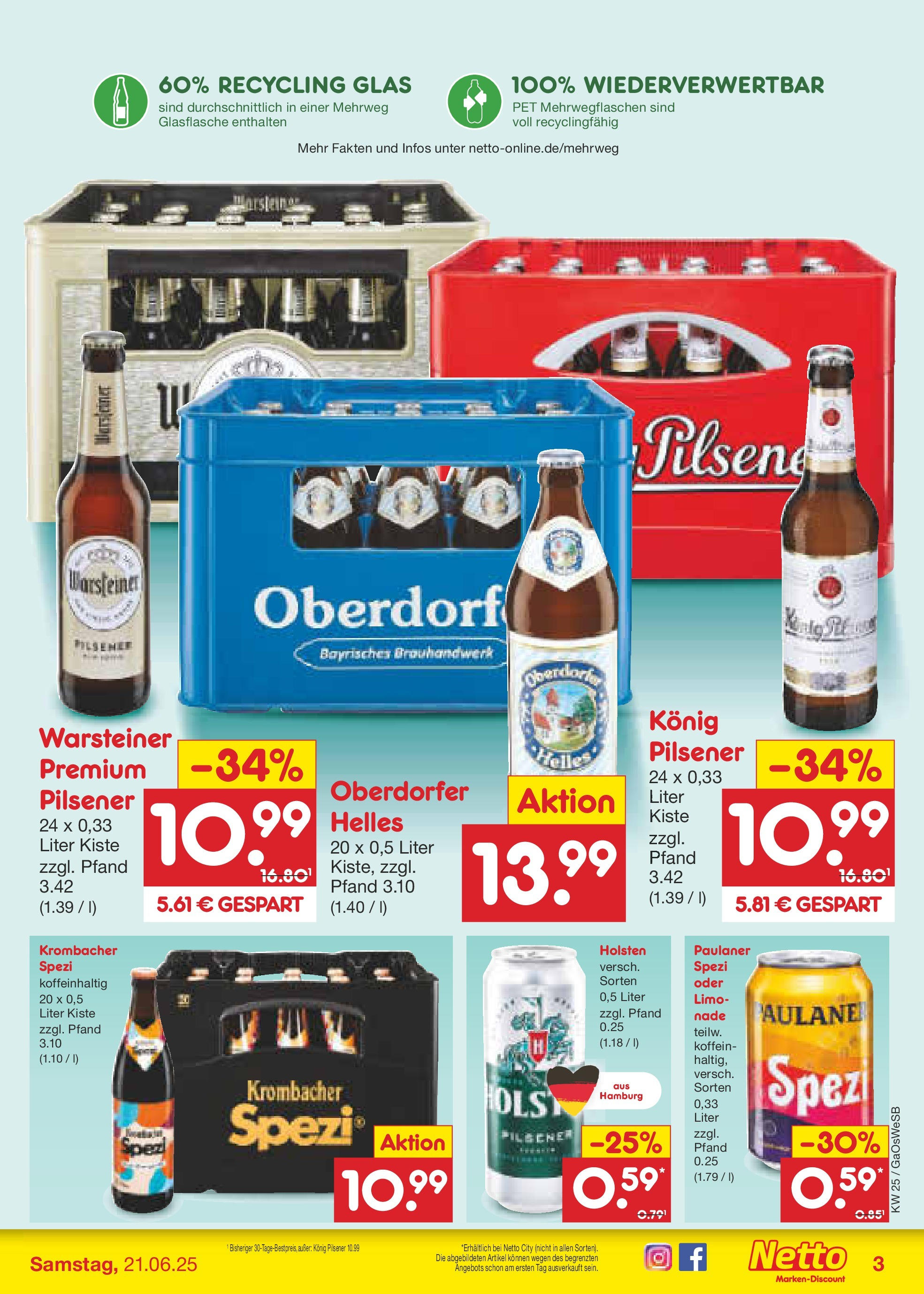 Netto Marken-Discount prospekt Bremen-Lesum (ab 15.06.2025) » Angebote | Seite: 61 | Produkte: Konig pilsener, Holsten, Krombacher, Paulaner Netto Marken-Discount prospekt Bremen-Lesum (ab 15.06.2025) » Angebote | Seite: 61 | Produkte: Konig pilsener, Holsten, Krombacher, Paulaner