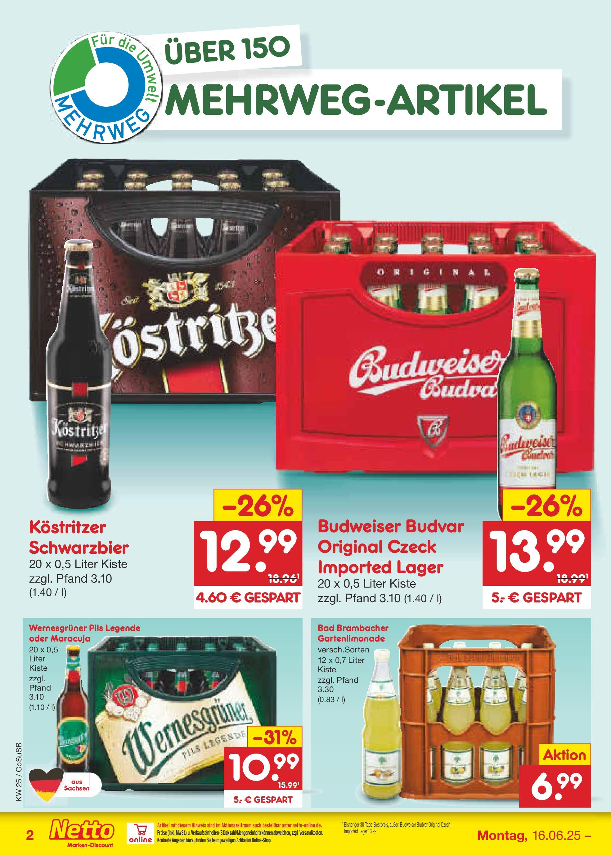 Netto Marken-Discount prospekt Bitterfeld-Wolfen (ab 15.06.2025) » Angebote | Seite: 60 | Produkte: Bad, Pils, Wernesgruner, Budweiser Netto Marken-Discount prospekt Bitterfeld-Wolfen (ab 15.06.2025) » Angebote | Seite: 60 | Produkte: Bad, Pils, Wernesgruner, Budweiser